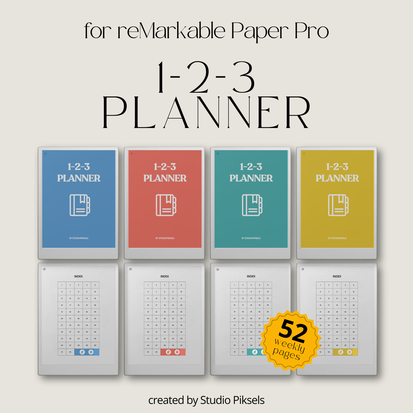 1-2-3 Focus Planner for reMarkable Paper Pro