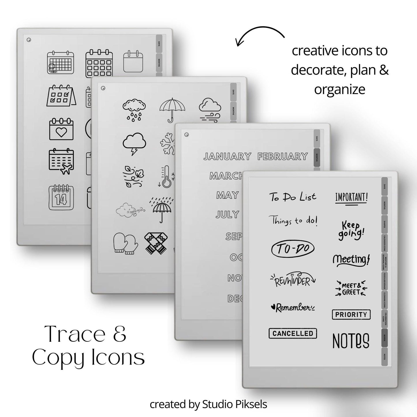 Self Care Bundle PDF for reMarkable Paper Pro Move with planners, wellness journals, note templates, and coloring books.