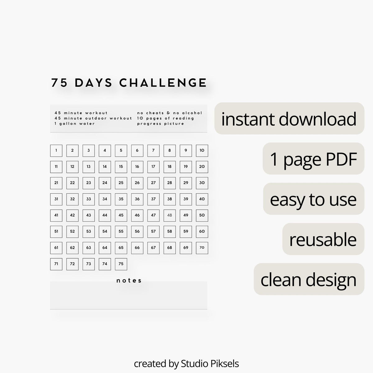 75 Days Challenge Tracker