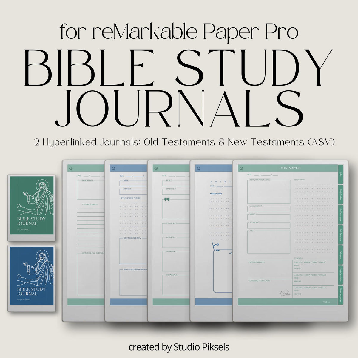 Custom Bible study journal for reMarkable Paper Pro with hyperlinked study templates.