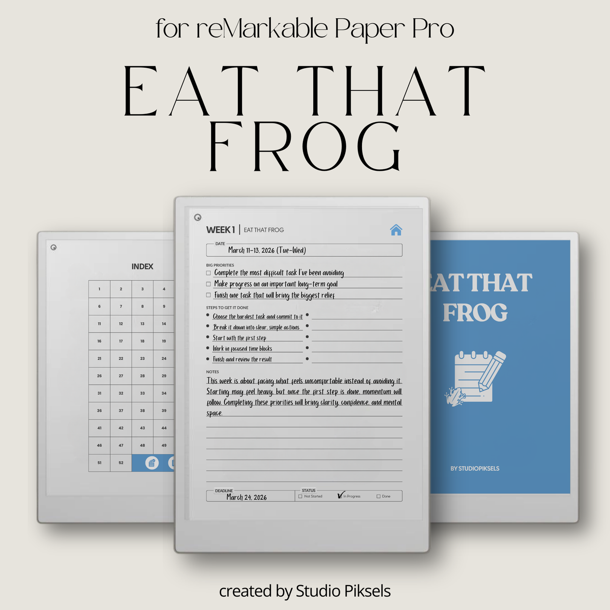 Eat That Frog Focus Planner for reMarkable Paper Pro