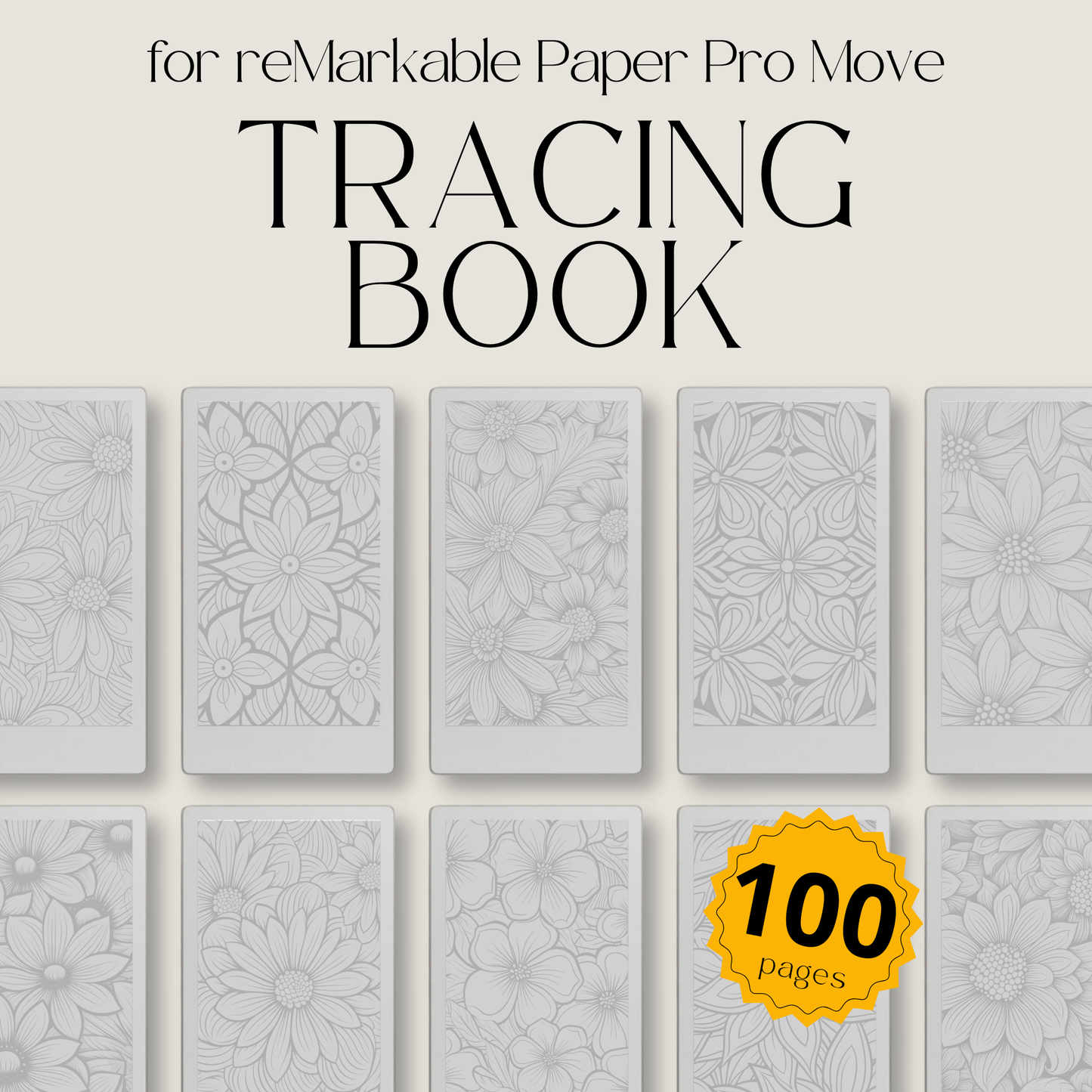 Flower Patterns Tracing Book for reMarkable Paper Pro Move