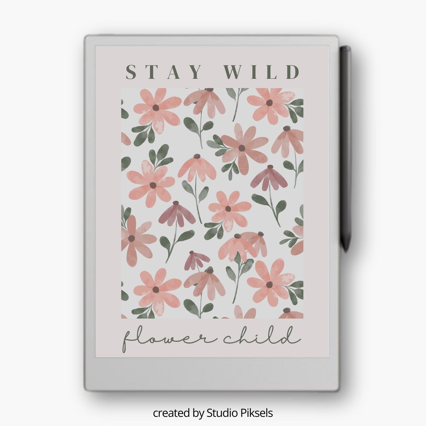 Sleep Screen for reMarkable Paper Pro With Flower Child Print