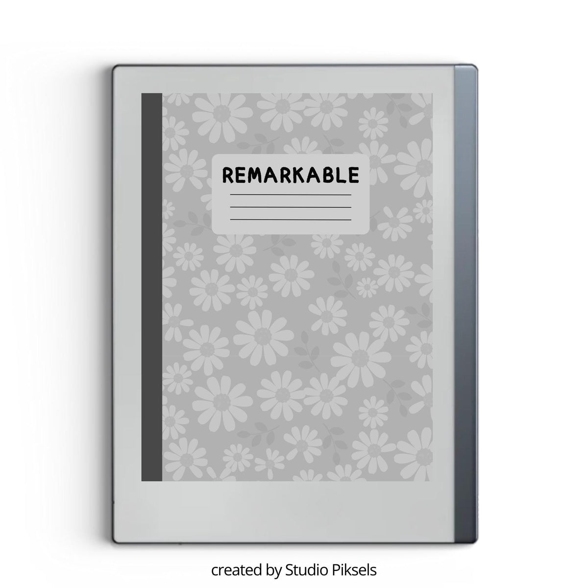 Flower notebook sleep screen for reMarkable 2 and reMarkable Paper Pure with minimalist botanical and notebook-inspired artwork in PNG format