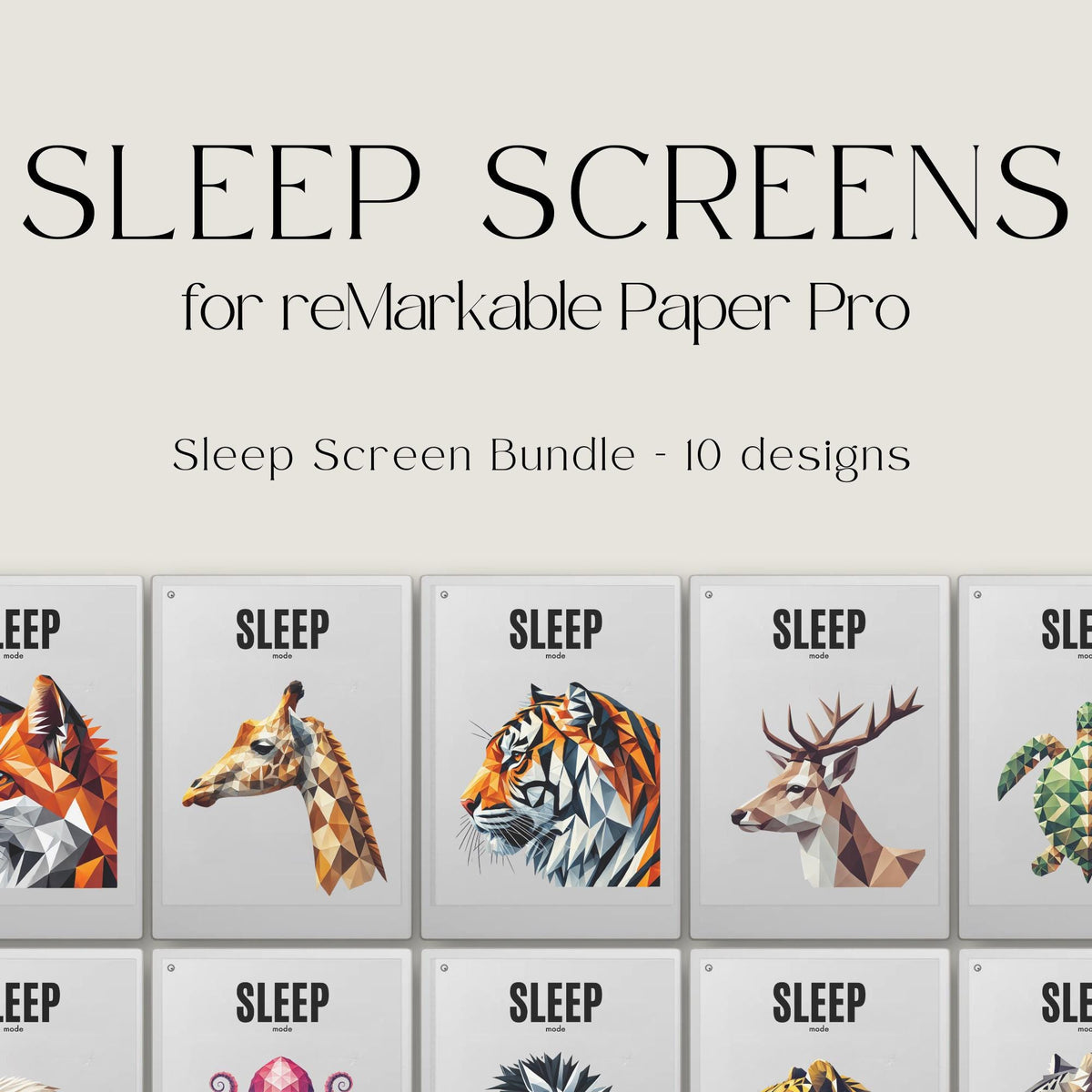 Sleep Screen Bundle for reMarkable Paper Pro With Animal Art