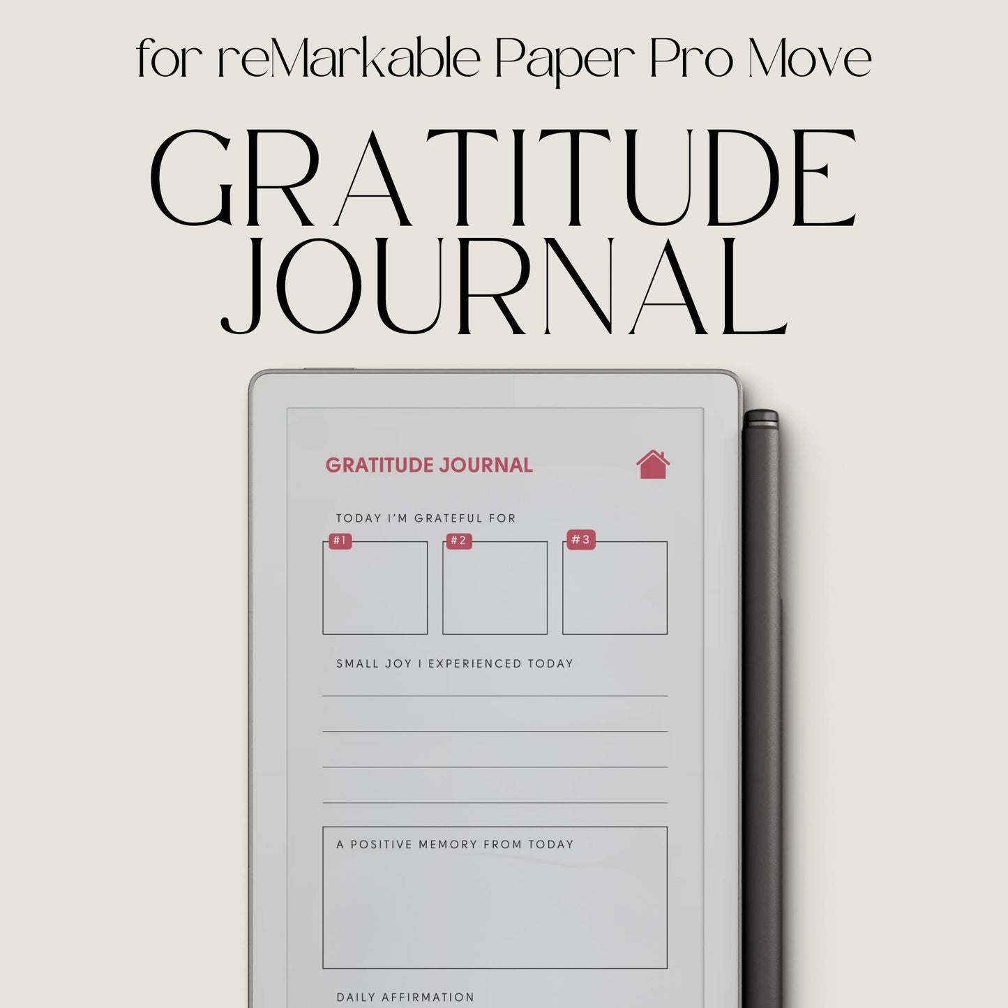 Hyperlinked gratitude journal for reMarkable Paper Pro Move.