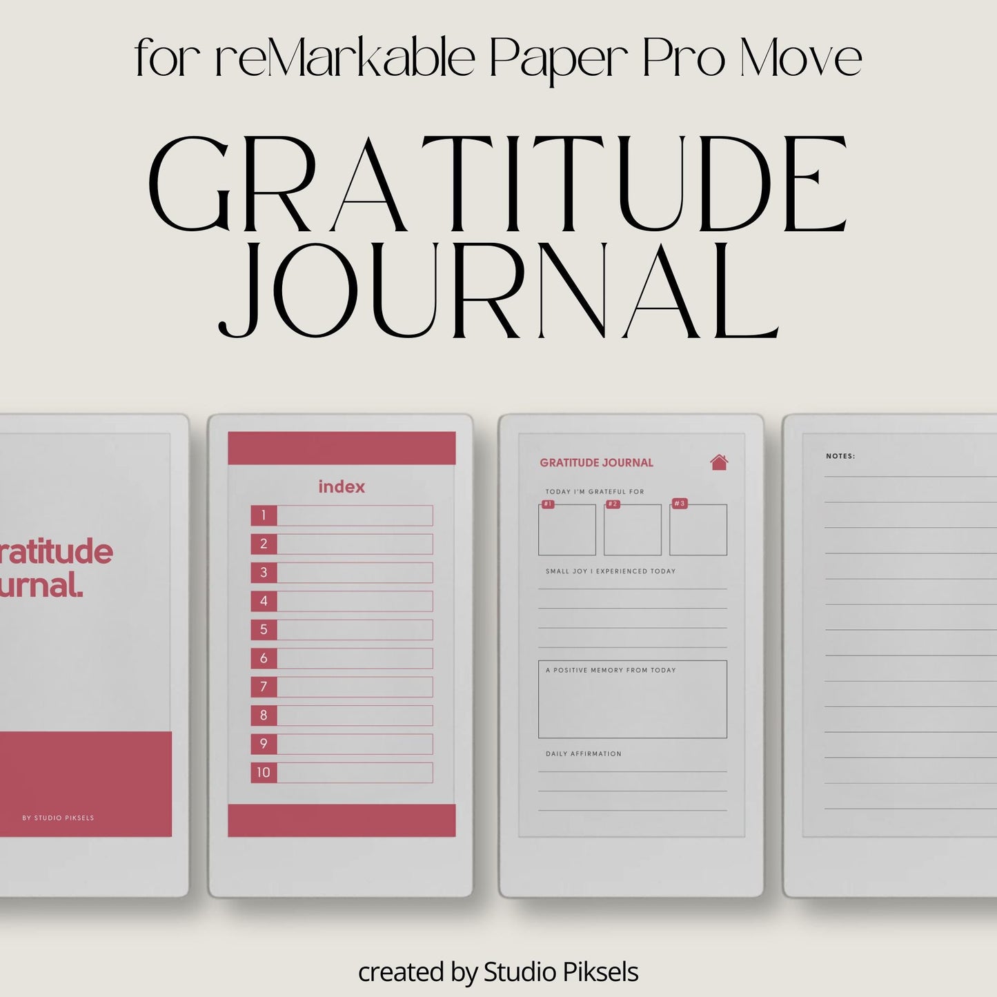 Hyperlinked gratitude journal for reMarkable Paper Pro Move.