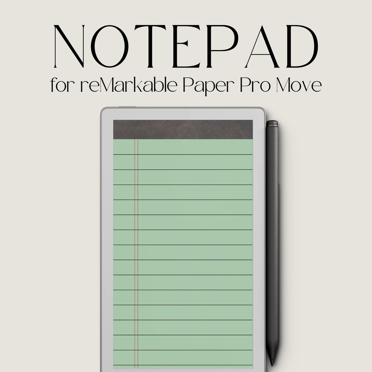 Green legal pad notebook for reMarkable Paper Pro with lined pages.