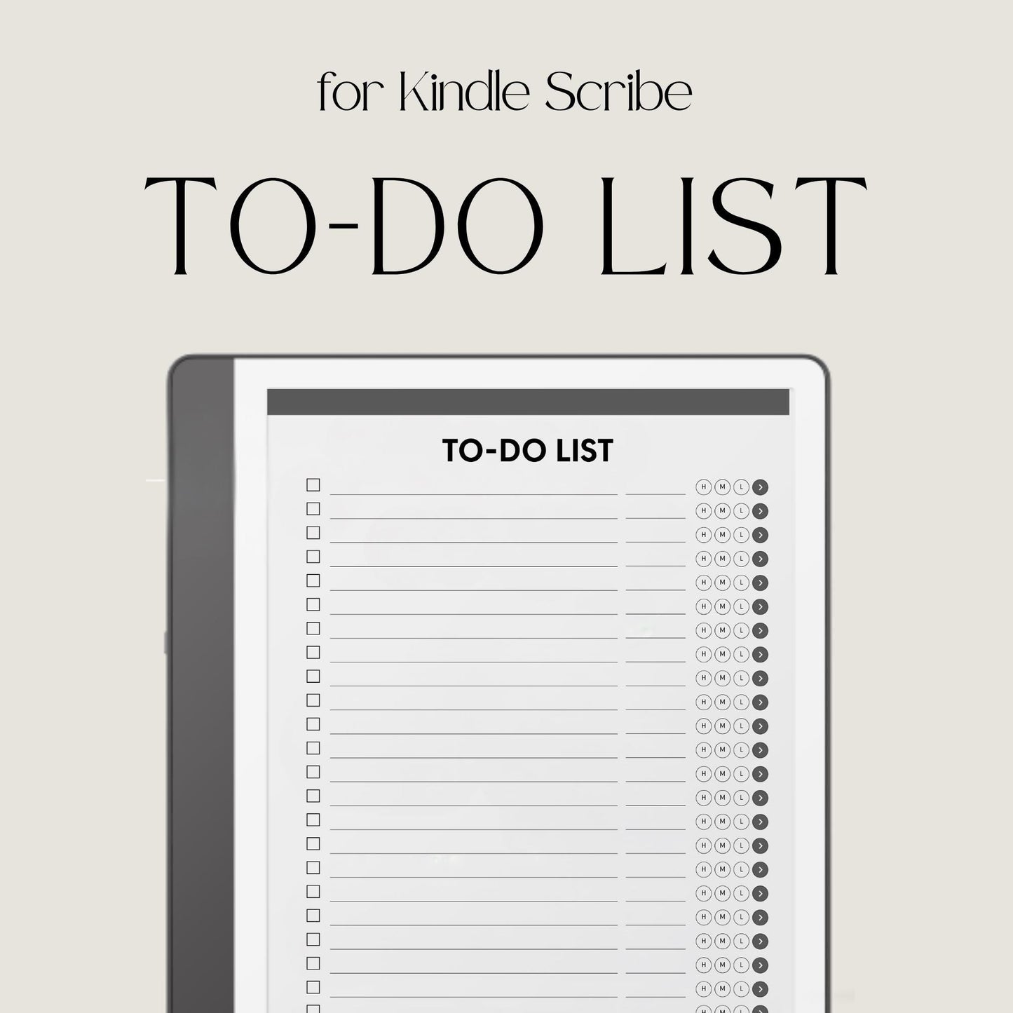 Hyperlinked To Do List Notebook for Kindle Scribe with interactive task pages, linked notes layouts, and grayscale digital planning design.