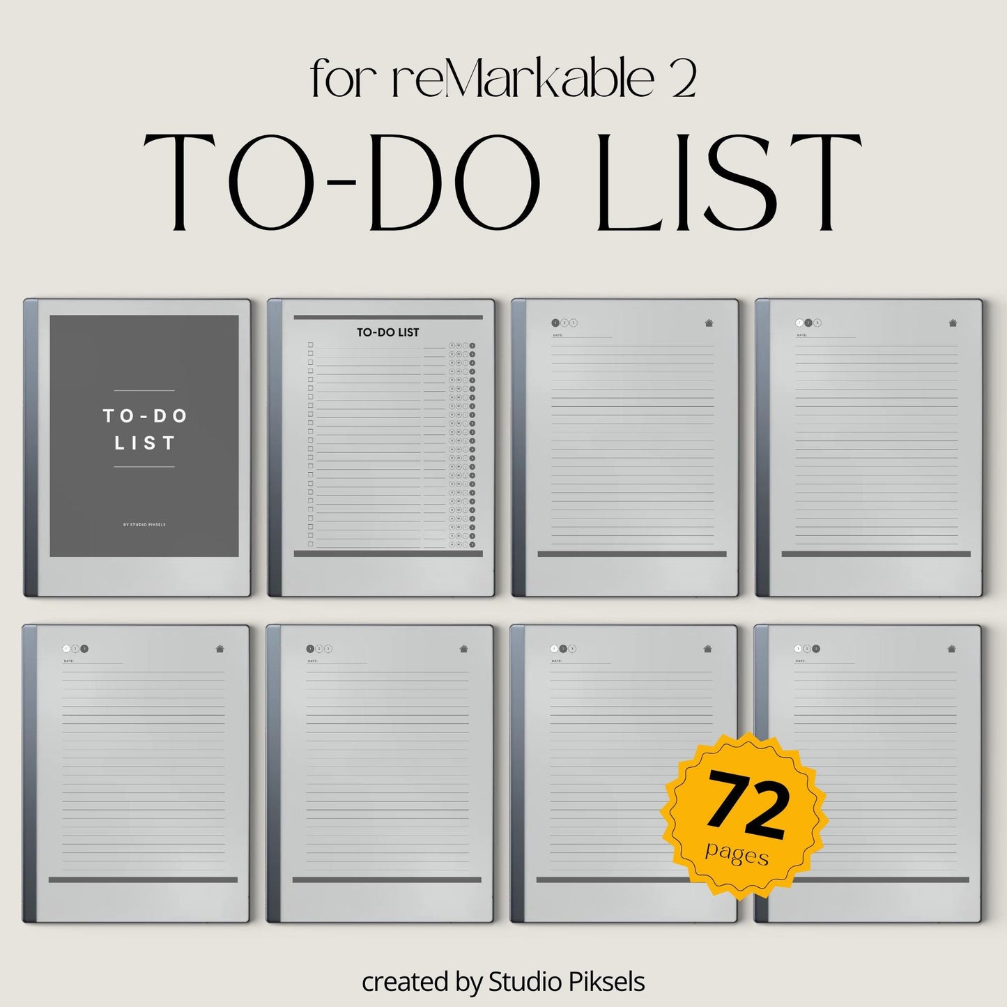 To do list notebook for reMarkable 1 and 2 with hyperlinked tasks and linked notes pages.