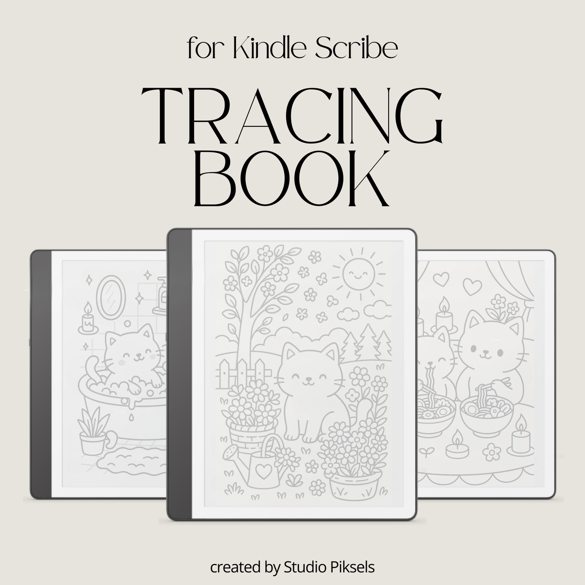 Kawaii Cat Life Tracing Book for Kindle Scribe