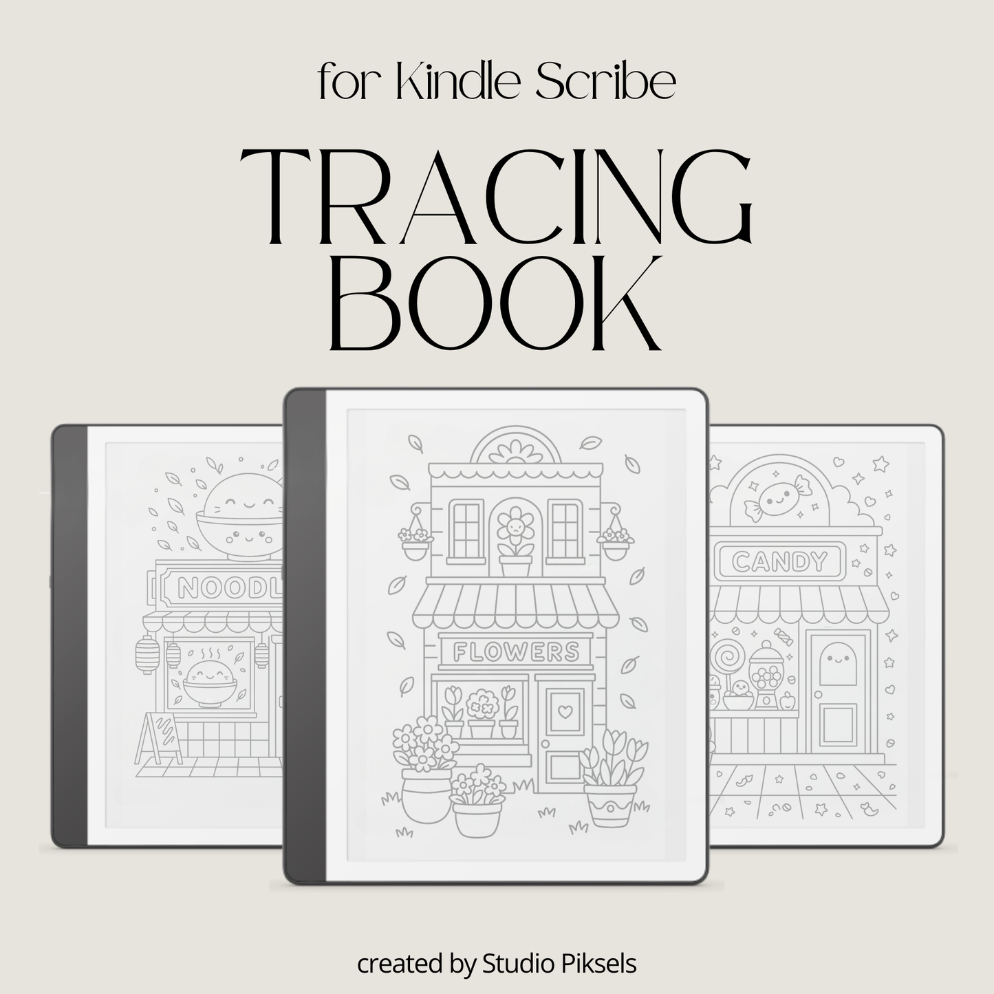 Kawaii Store Front & Cafe Tracing Book for Kindle Scribe
