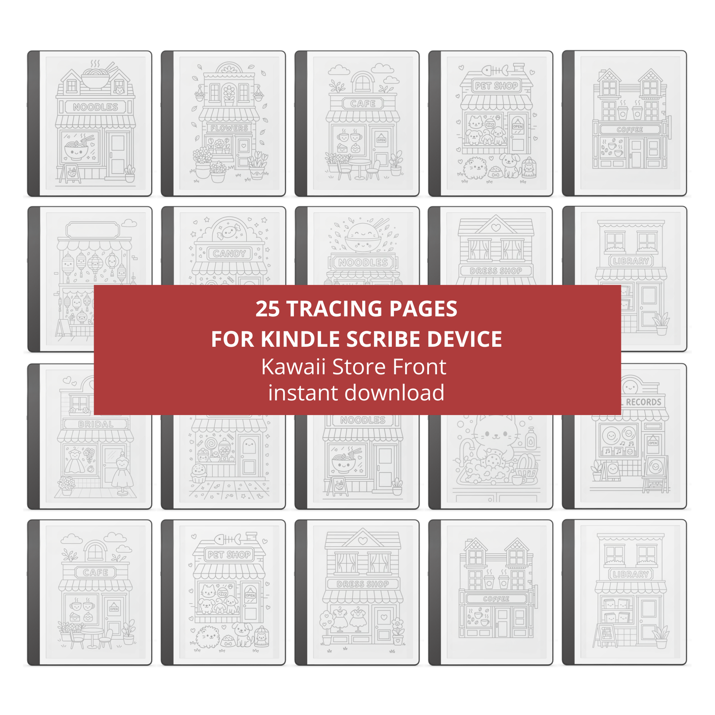 Kawaii Store Front & Cafe Tracing Book for Kindle Scribe