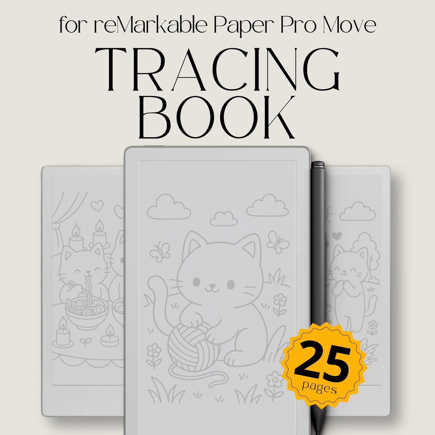 Kawaii Cat Life Tracing Book for reMarkable Paper Pro Move
