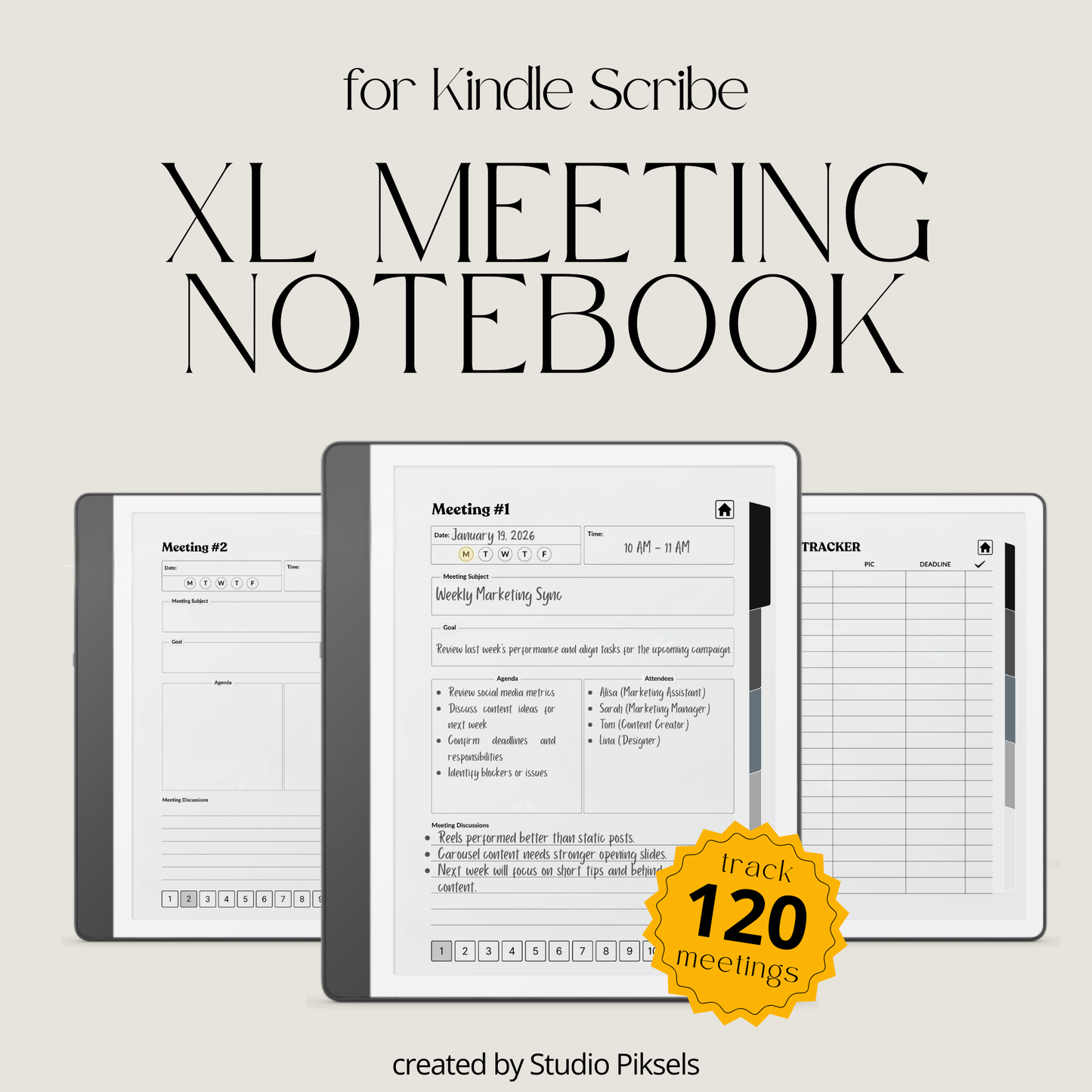 XL Meeting Notes Notebook for Kindle Scribe