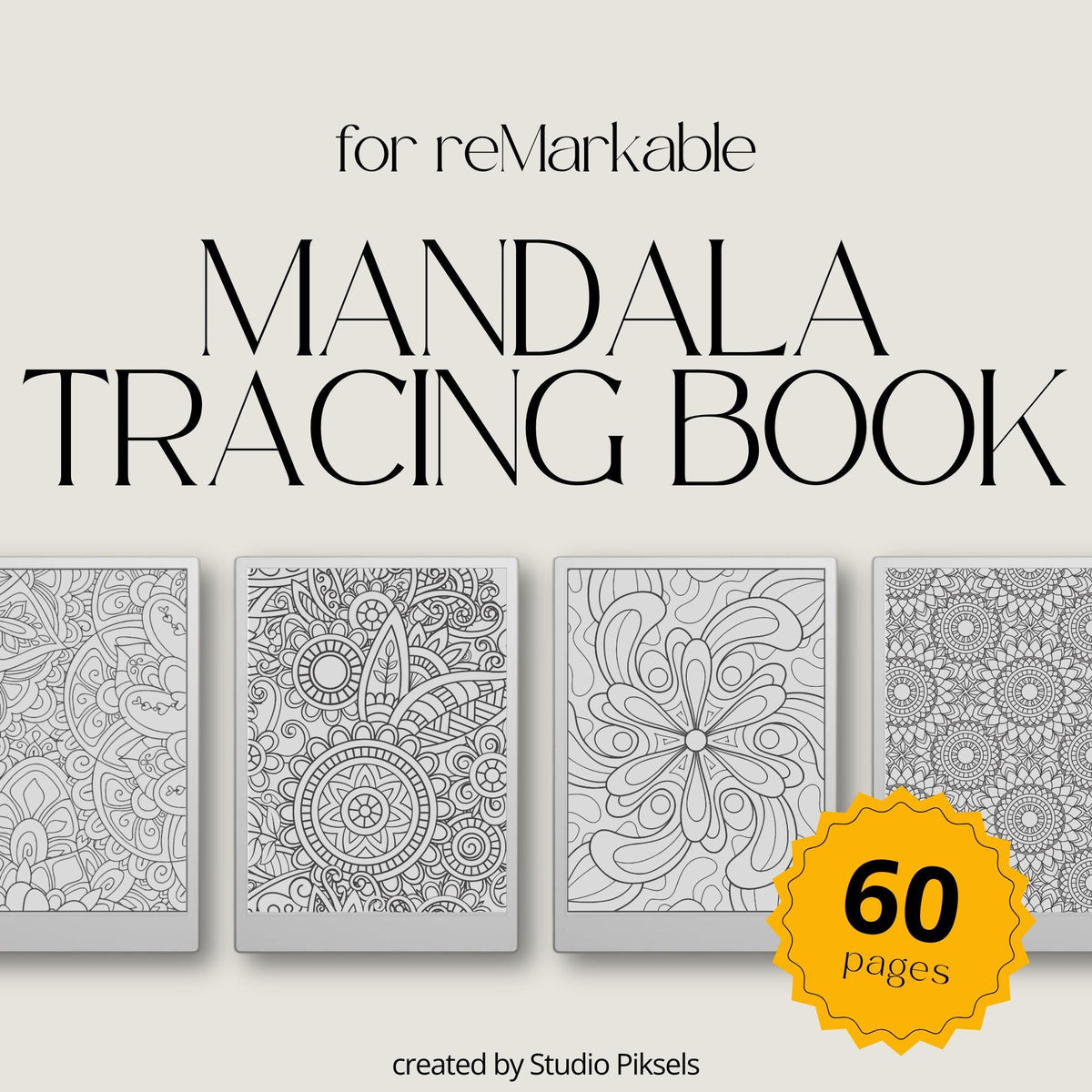 Mandala Tracing Book for reMarkable Paper Pro, reMarkable 1 & 2 with 60 Relaxing Tracing Pages