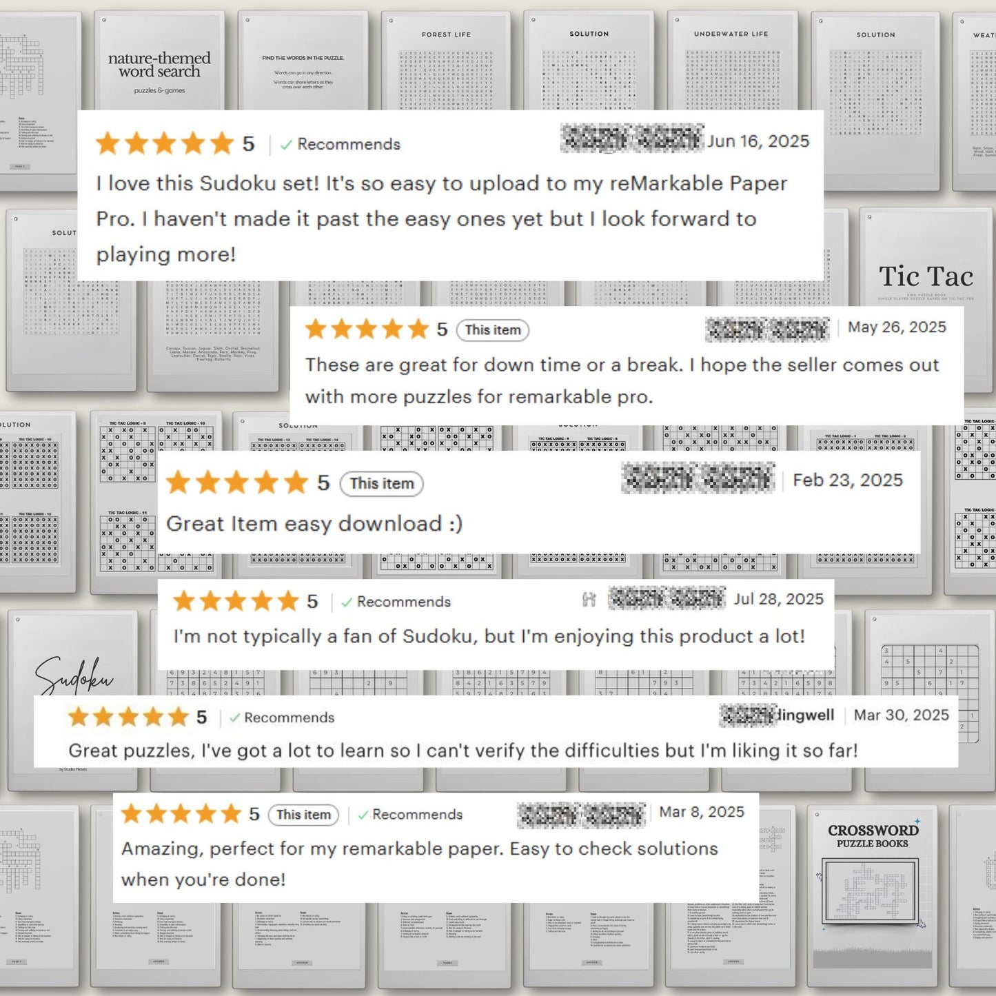Mega Puzzle Book Bundle for reMarkable showcasing an e-ink optimized layout for a smooth and distraction-free puzzle-solving experience.