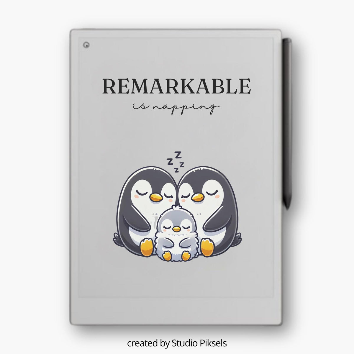Sleep Screen for reMarkable Paper Pro With Napping Penguins