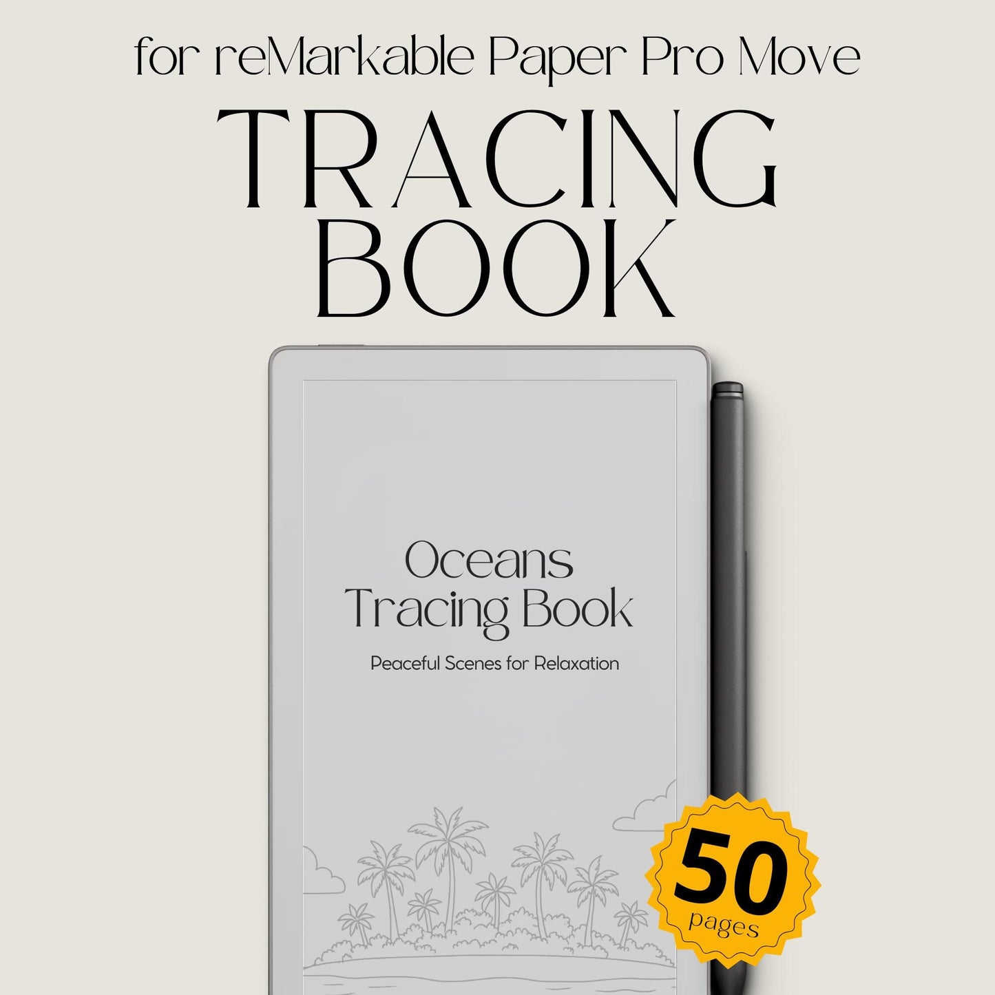 Ocean Life Tracing Book for reMarkable Paper Pro Move. Sea Life Tracing Pages with Underwater Animals for Relaxation