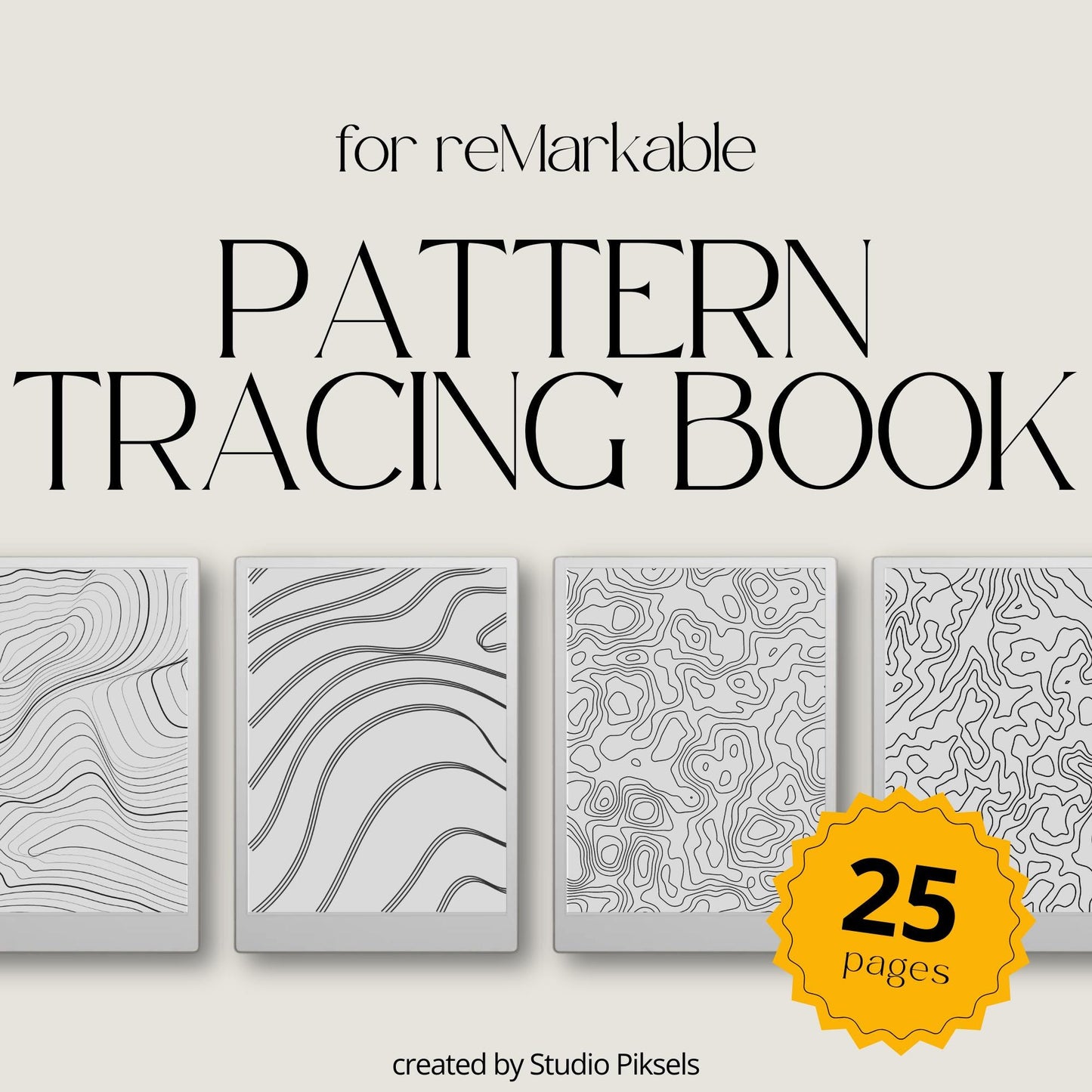Pattern Tracing Book for reMarkable Paper Pro. Stress relief tracing book with abstract designs for reMarkable Paper Pro, compatible with reMarkable 1, 2, and Procreate