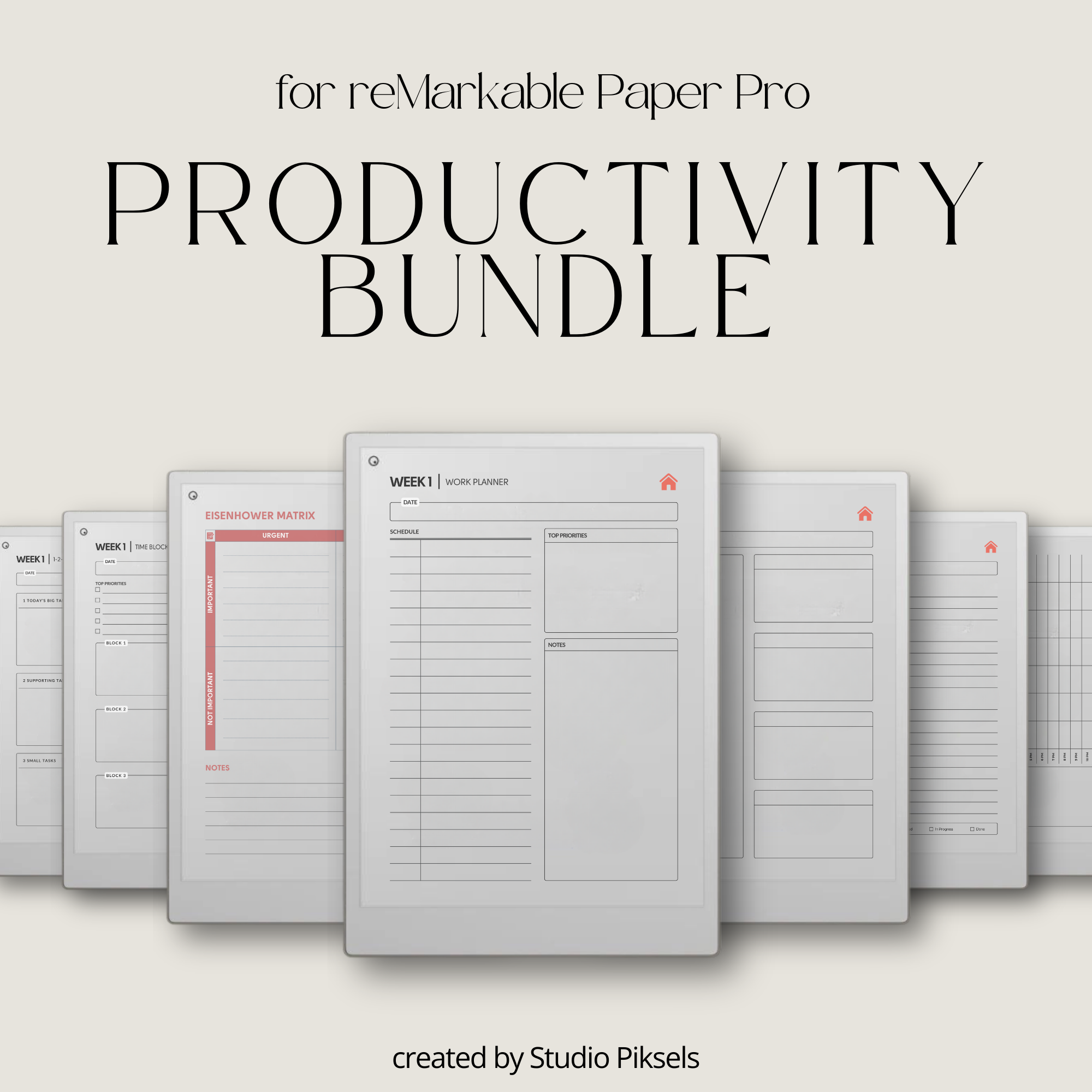 Productivity Planner Bundle for reMarkable Paper Pro – Studio Piksels