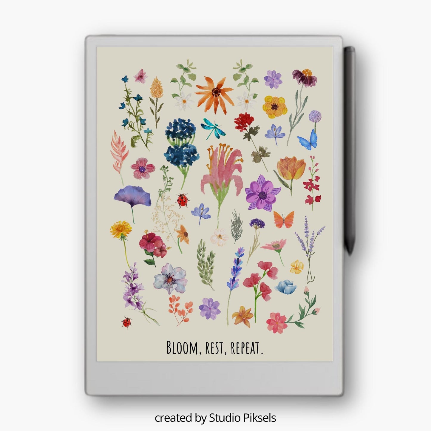 Sleep Screen for reMarkable Paper Pro With Flowers