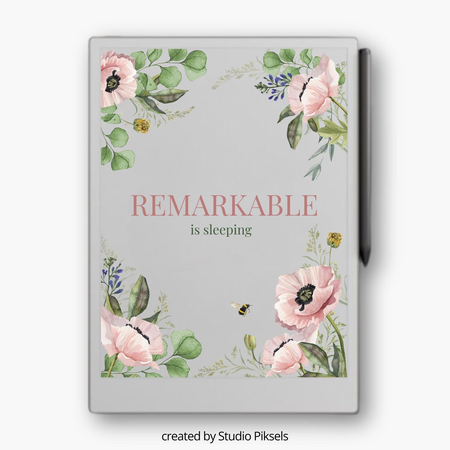 Sleep Screen for reMarkable Paper Pro With Pink Flowers