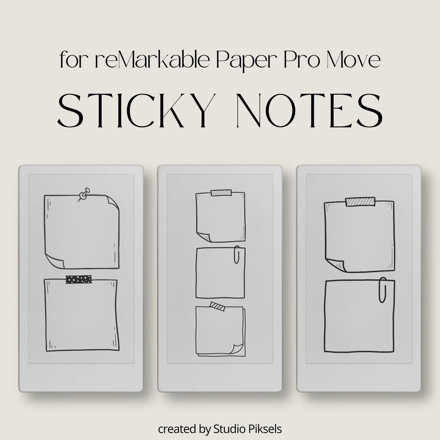 Sticky Notes Bundle for reMarkable Paper Pro Move with reusable digital sticky note notebooks and compact note-taking layouts