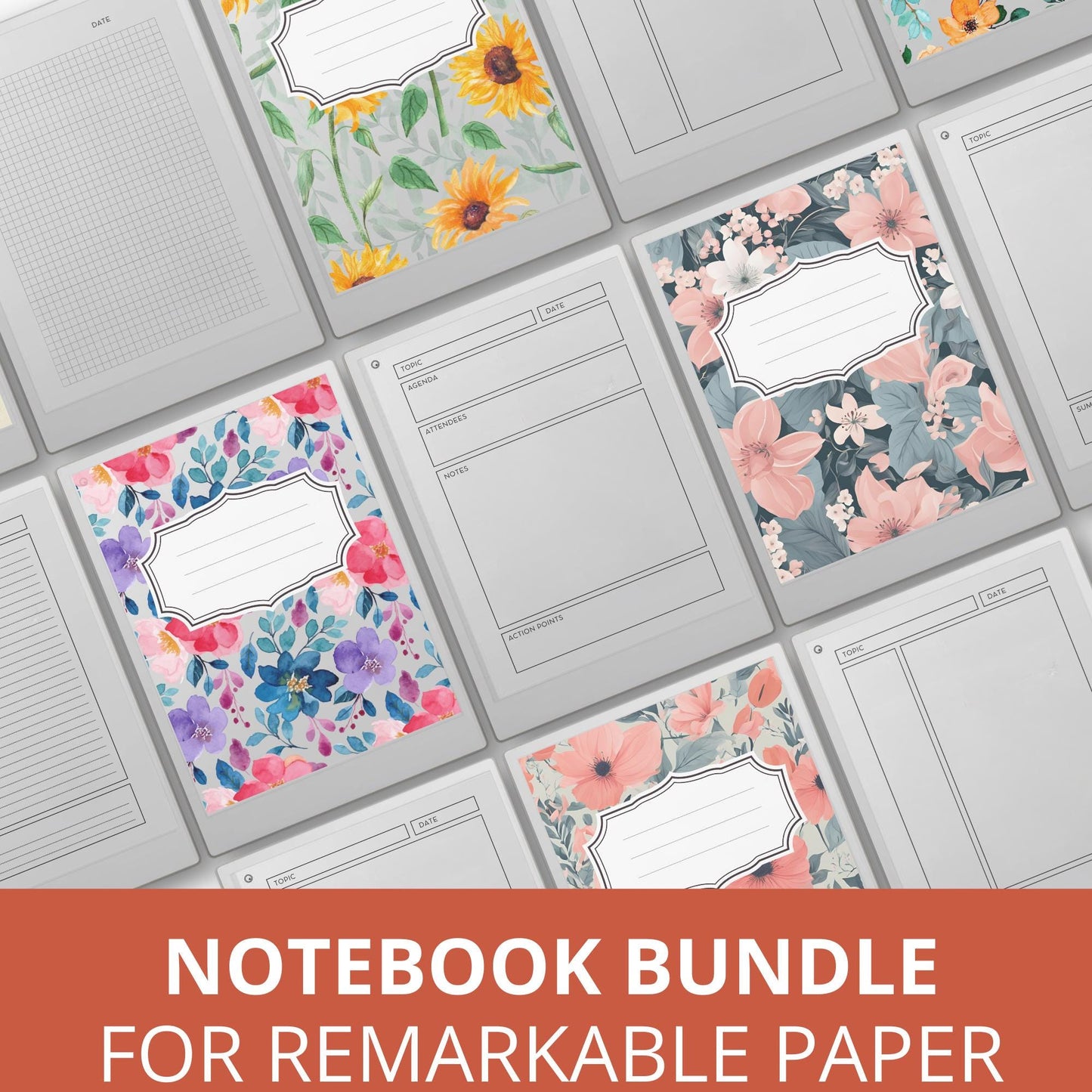 Notebook bundle for reMarkable Paper Pro with multiple layouts.