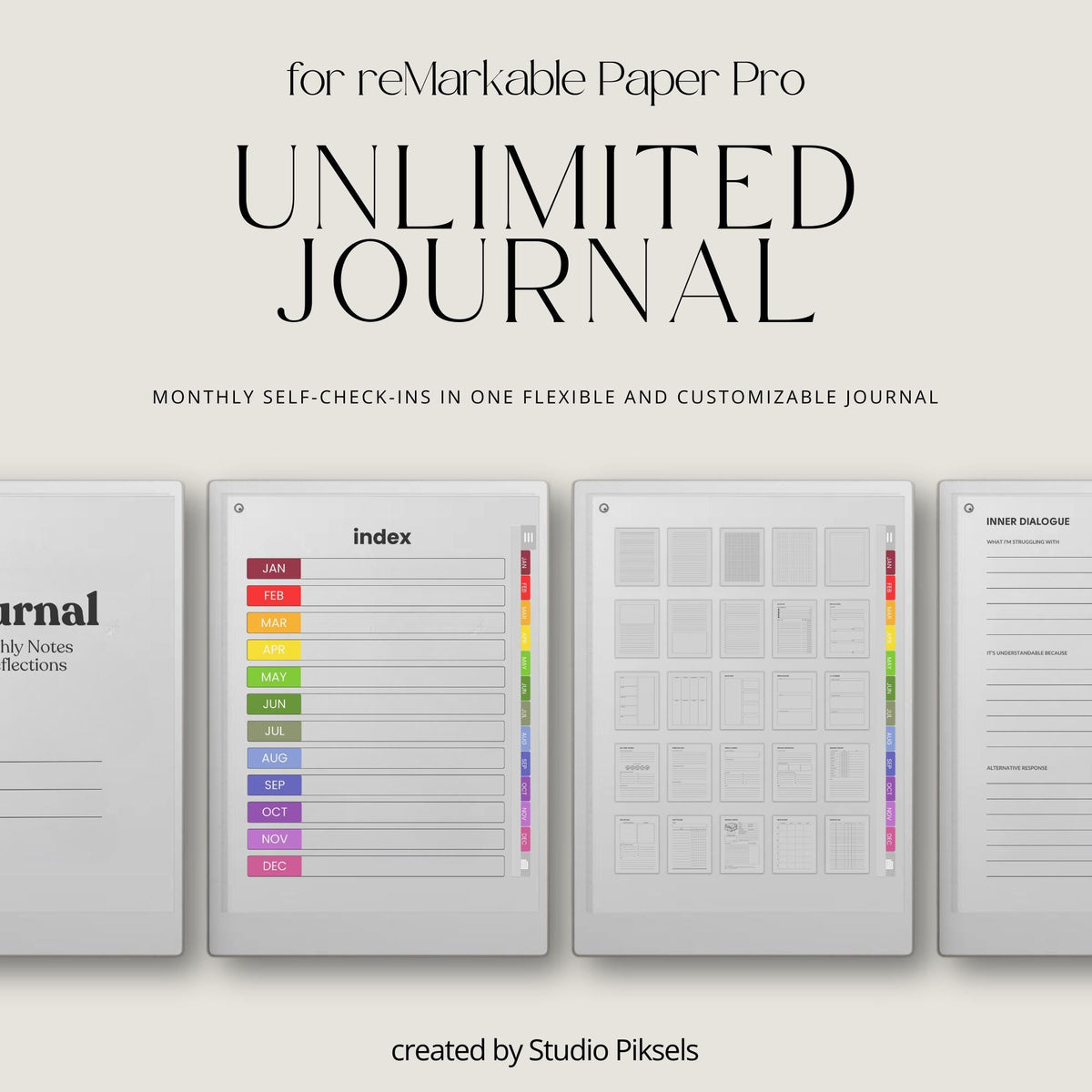 Minimalist mindfulness journal for reMarkable Paper Pro.