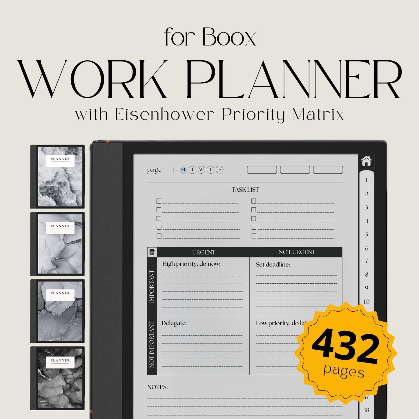 Work Planner for BOOX with Eisenhower Matrix