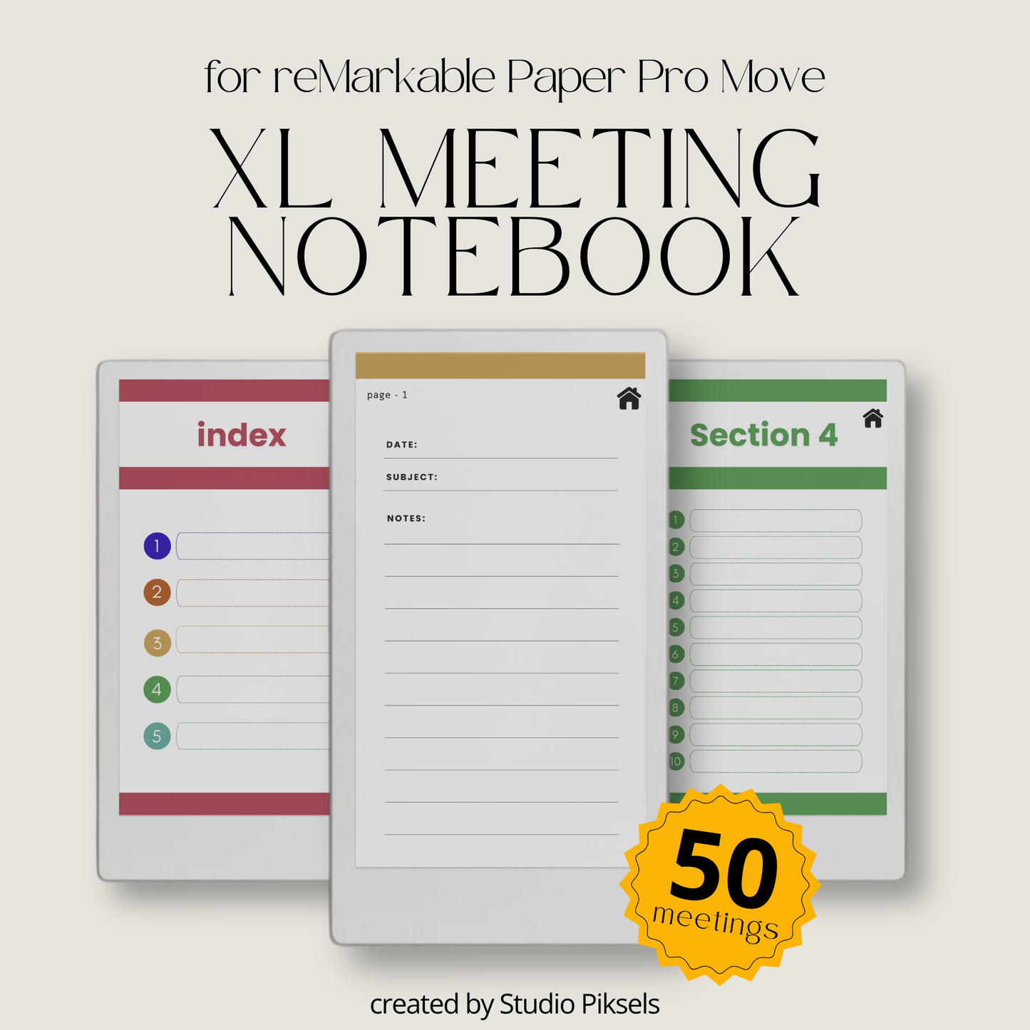 XL Meeting Notebook for reMarkable Paper Pro Move
