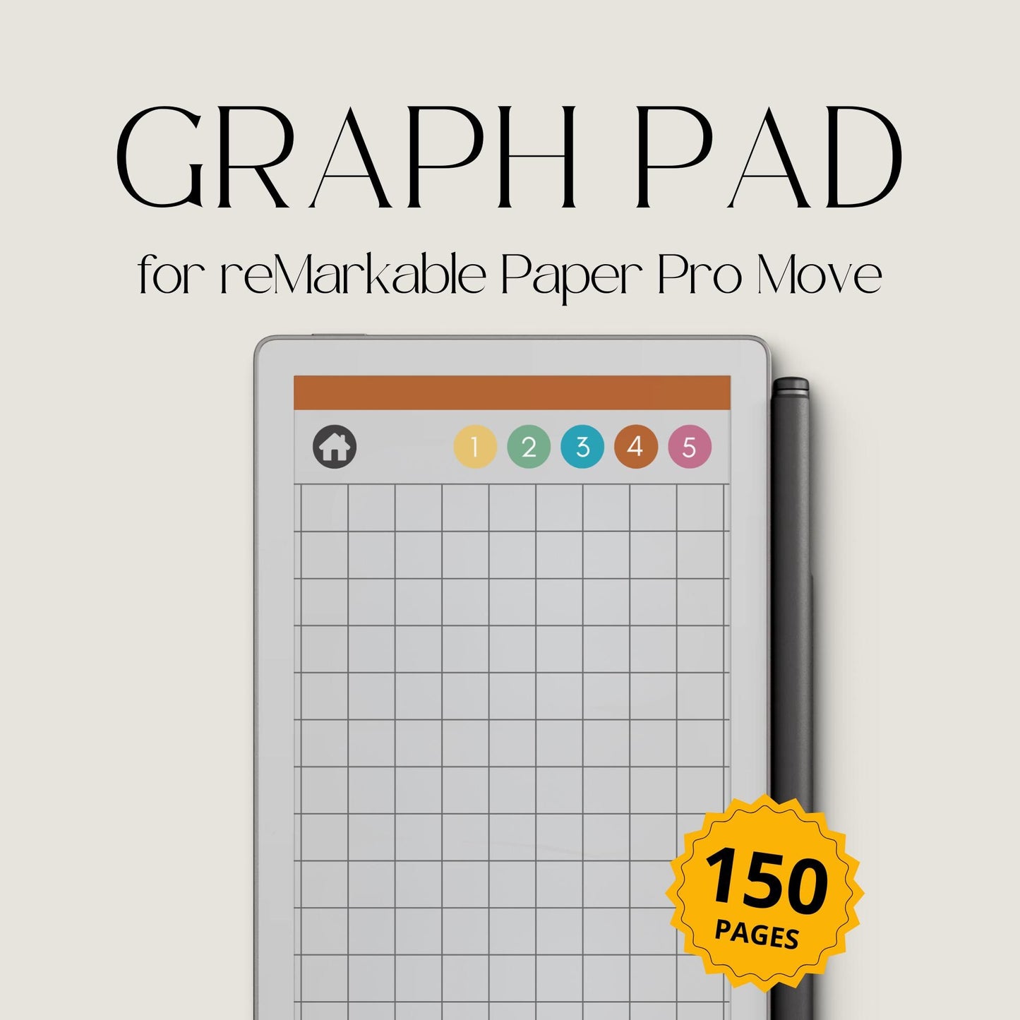 Graph Paper Notebook for reMarkable Paper Pro Move
