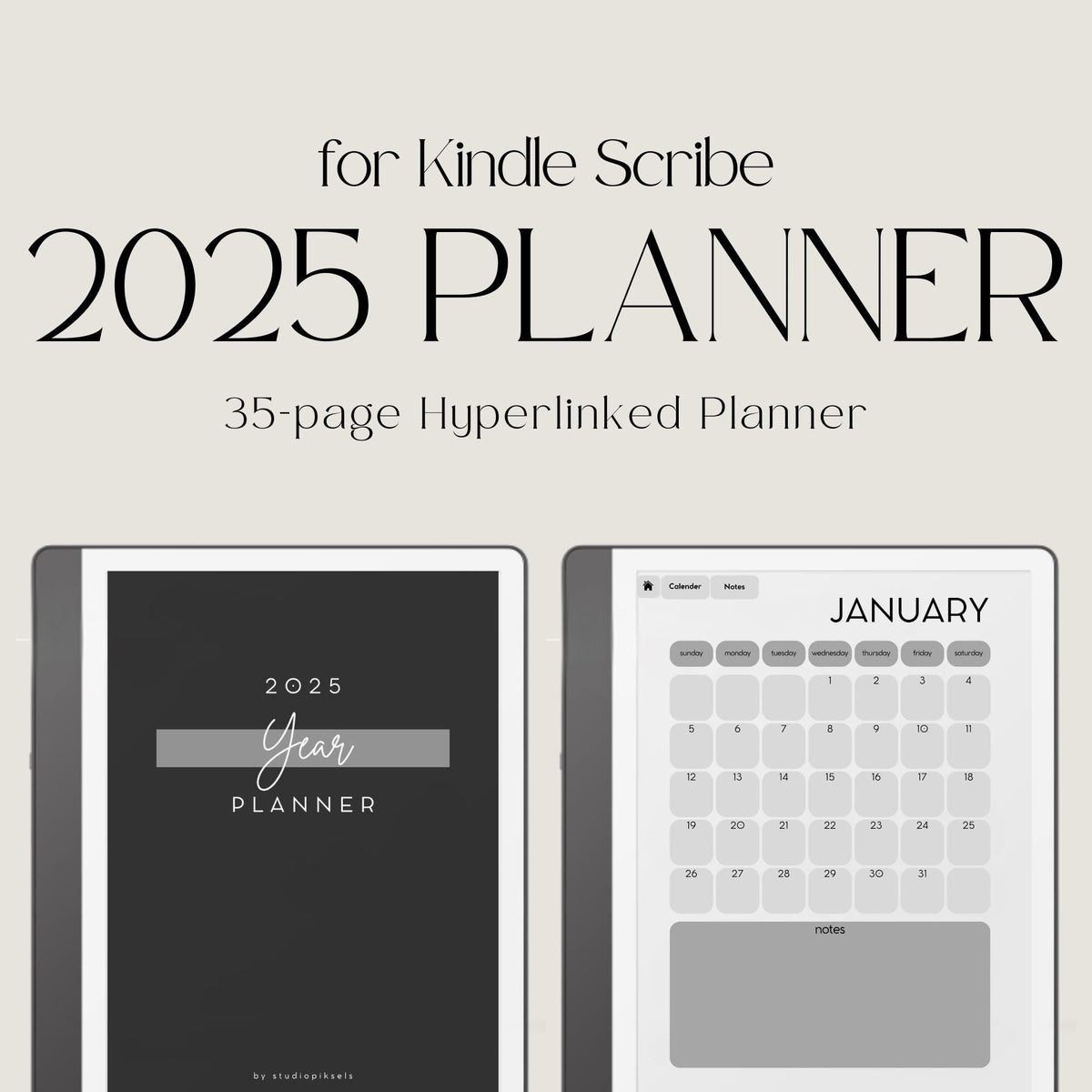 2025 Year Planner for Kindle Scribe
