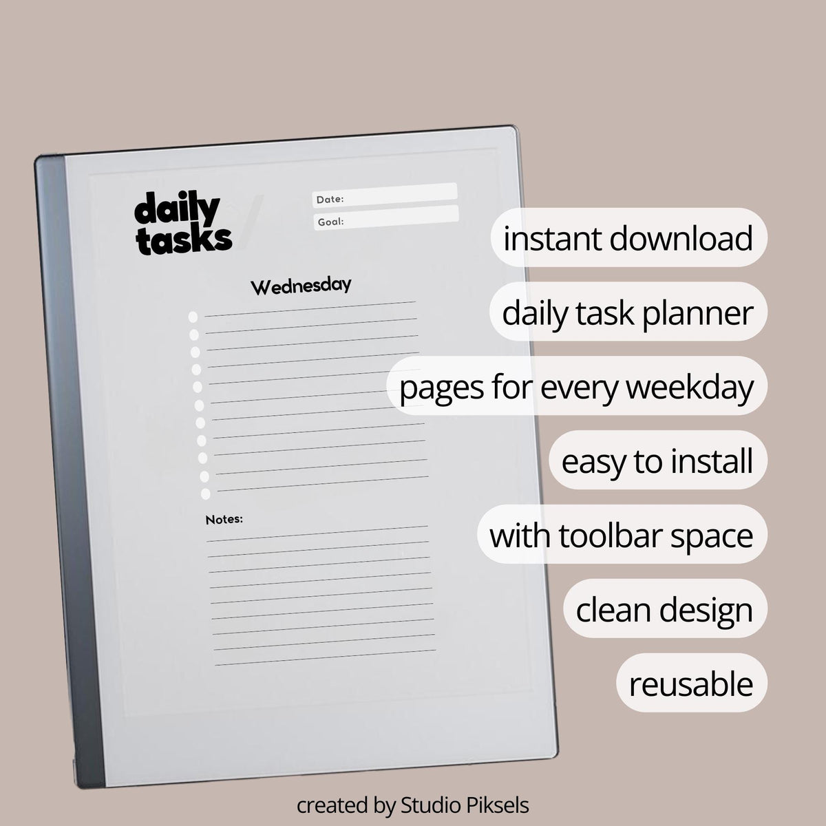Daily Task Planner for reMarkable