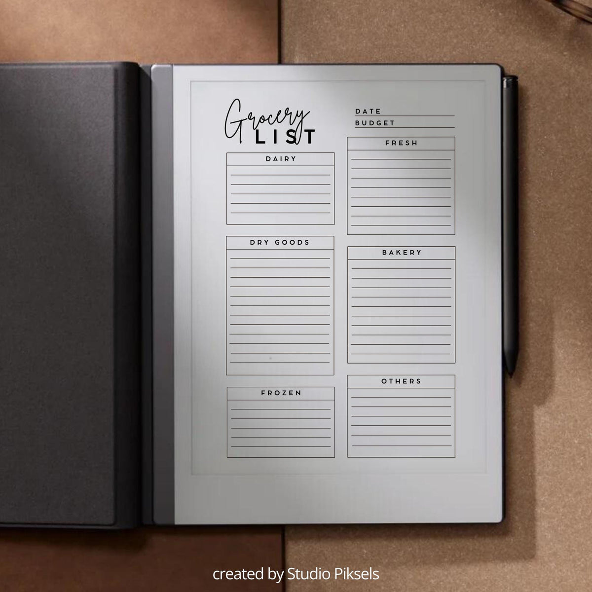 Christmas Planner for reMarkable 2 and reMarkable Paper Pure featuring holiday planning pages, meal prep layouts, grocery lists, advent calendar, and festive digital organization templates