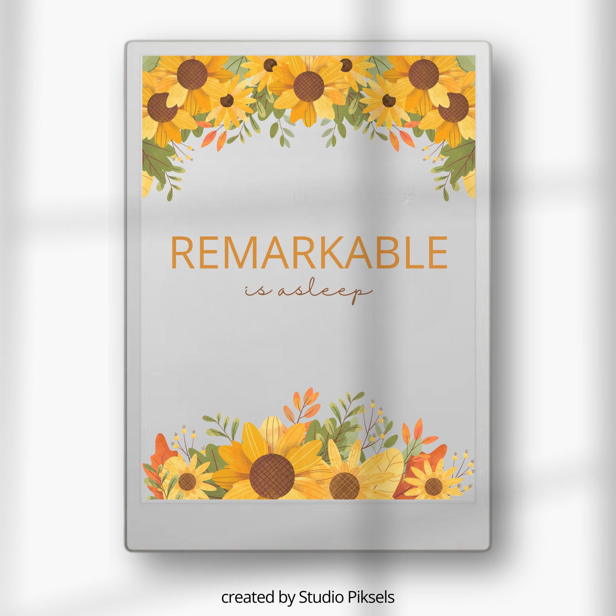 Sunflower sleep screen for reMarkable Paper Pro featuring bright floral artwork with vibrant sunflowers at the top and bottom of the display, designed to add a warm and uplifting visual style to E Ink devices in sleep mode.