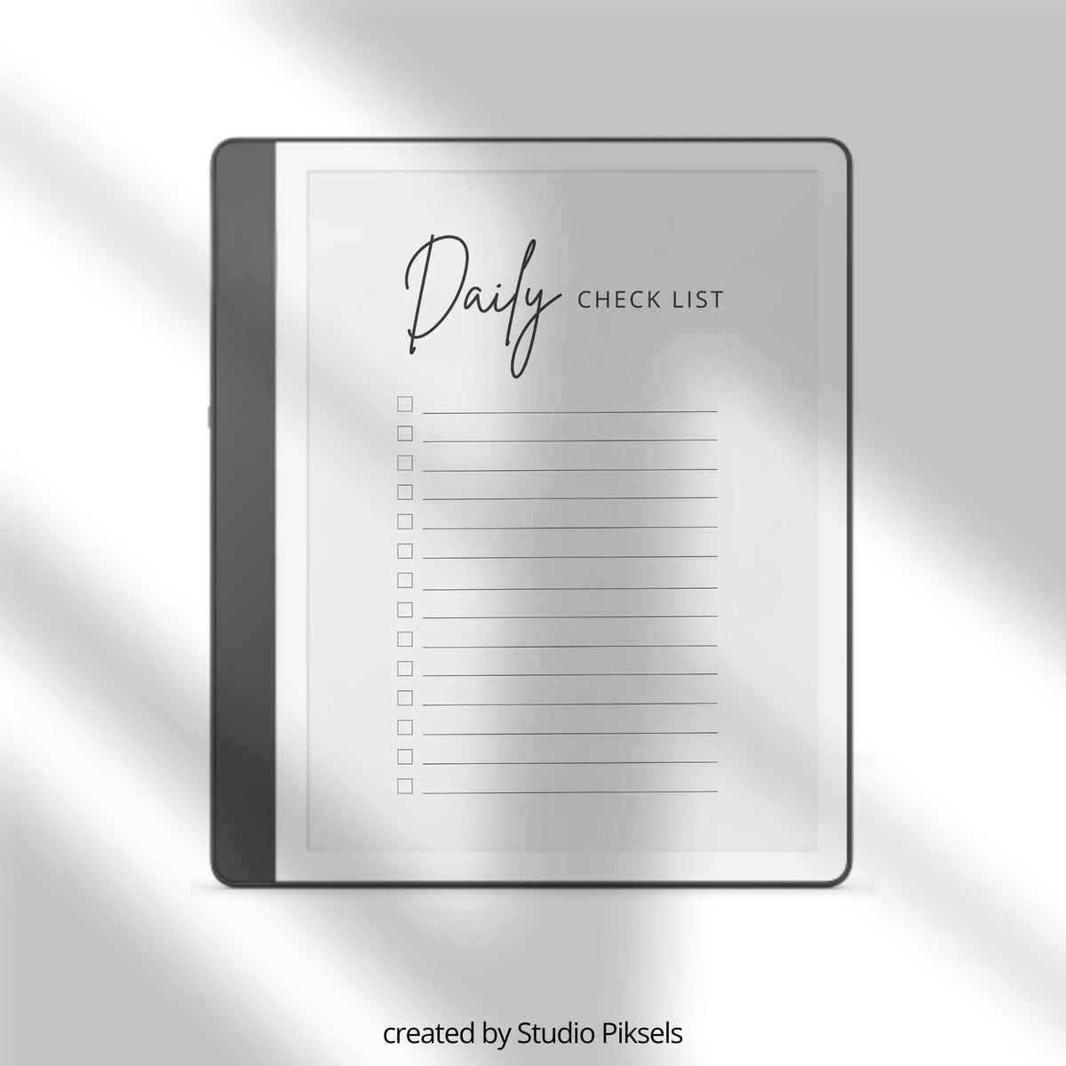 Minimalist Daily Checklist Notebook for Kindle Scribe featuring 100 reusable to do list pages with clean task tracking and productivity planning layouts.