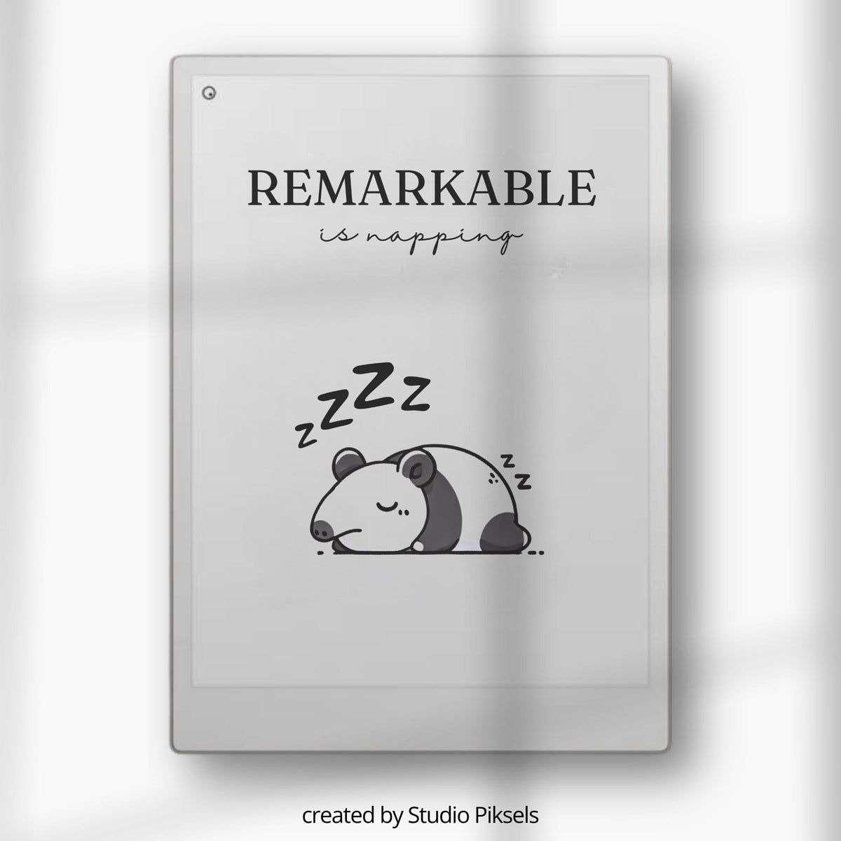Sleep Screen for reMarkable Paper Pro With Napping Tapir