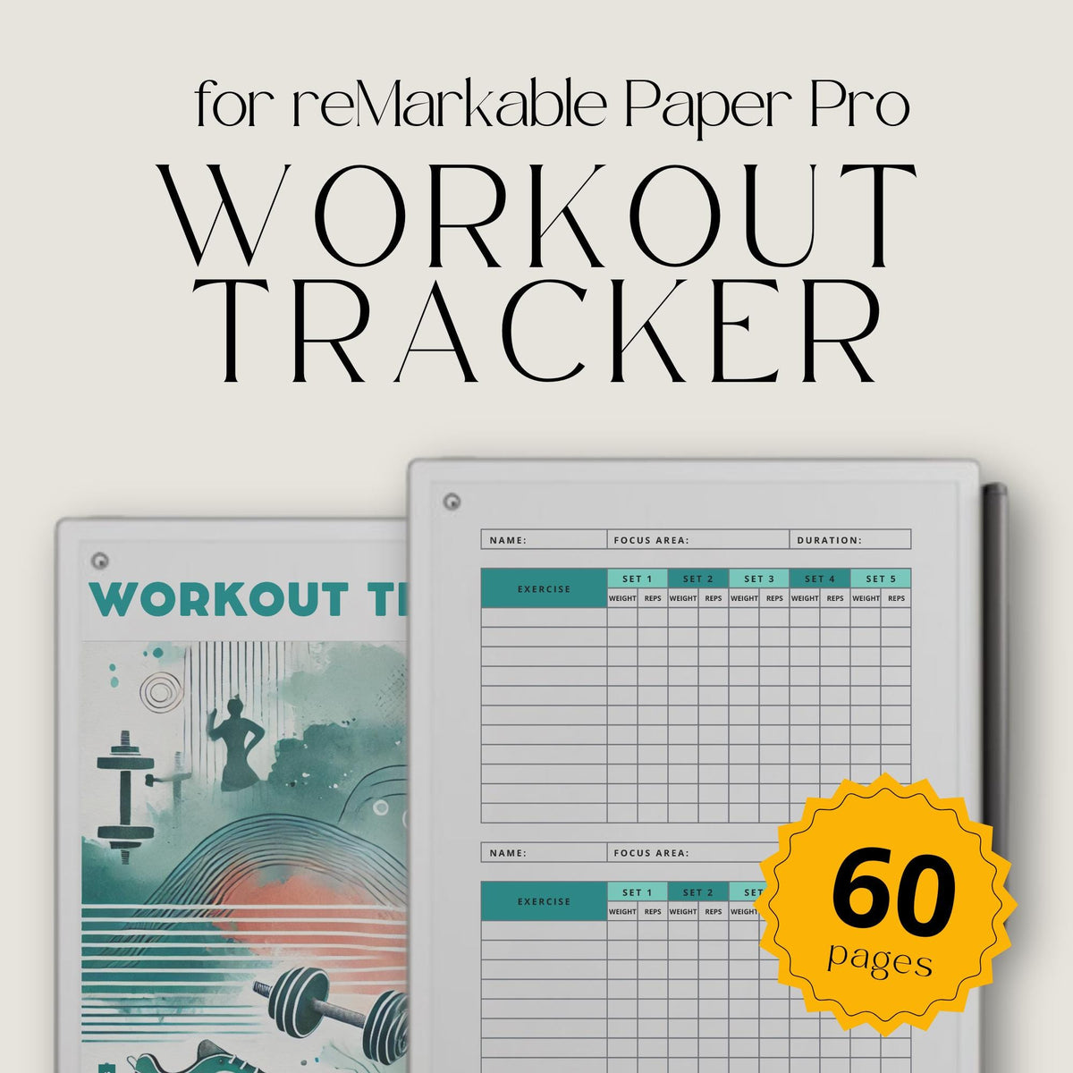 Workout tracker for reMarkable Paper Pro with 60 pages