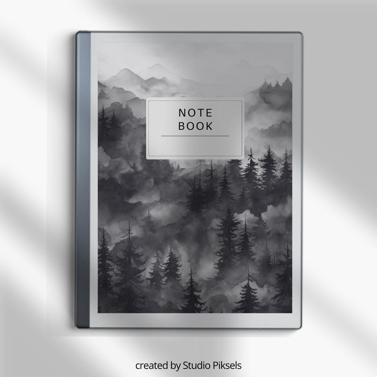 Monochrome landscape notebook covers for reMarkable 2 and reMarkable Paper Pure with black-and-white nature PDF designs
