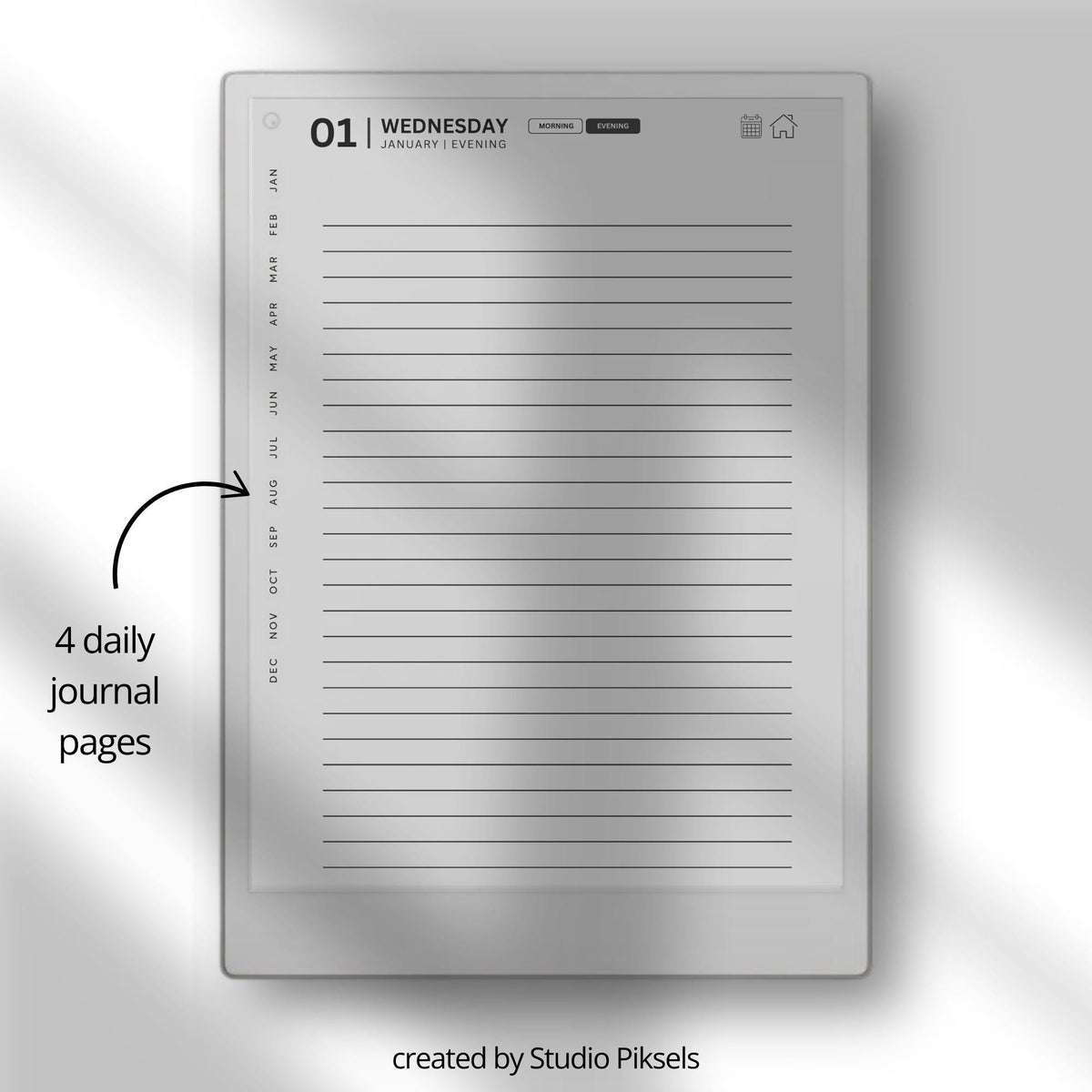 Hyperlinked Yearly Gratitude Journal for reMarkable Paper Pro