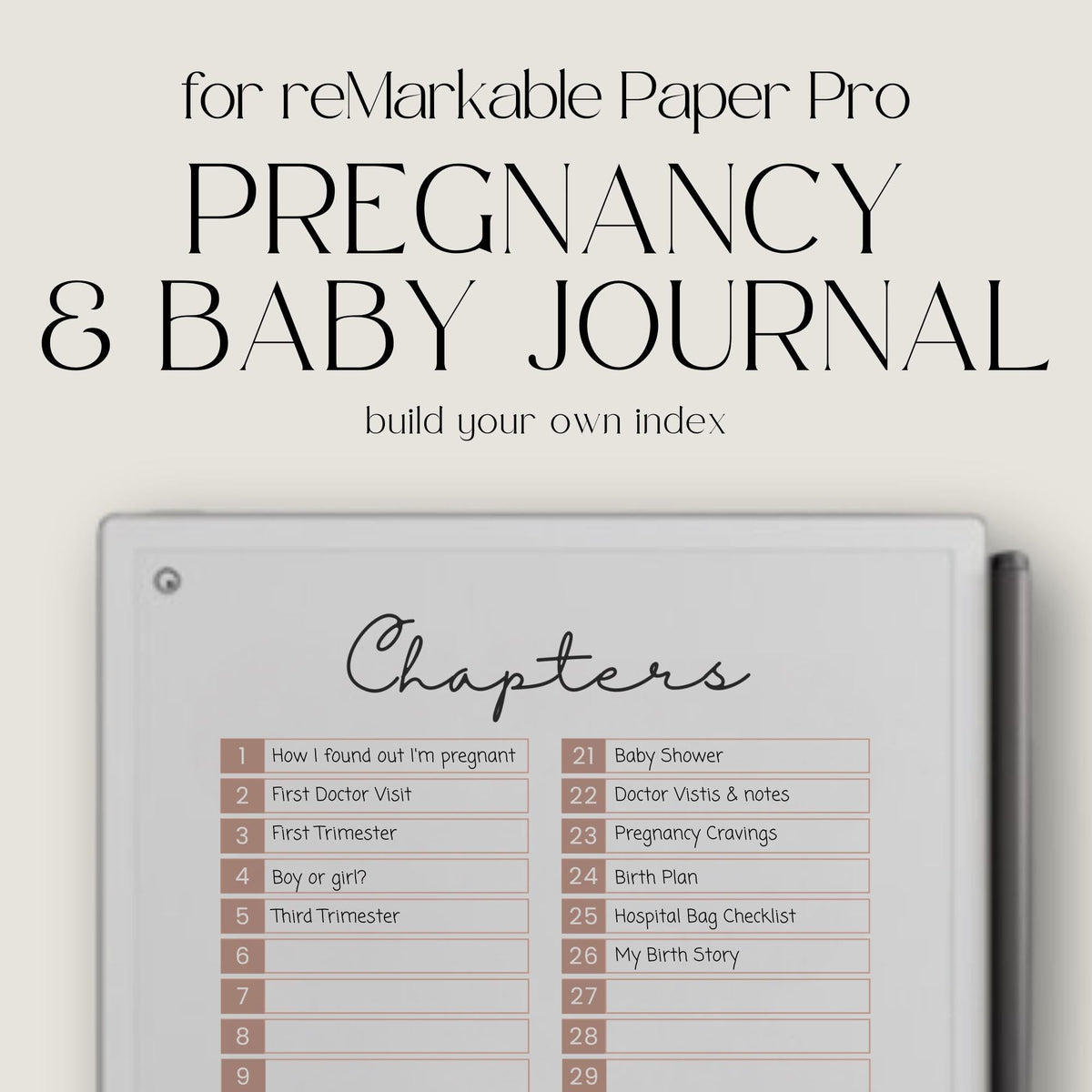 Digital Pregnancy Journal & Baby Milestone Journal for reMarkable Paper Pro