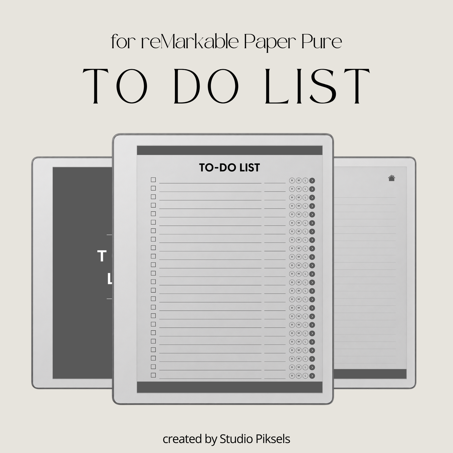Interactive To Do List Notebook for reMarkable Paper Pure