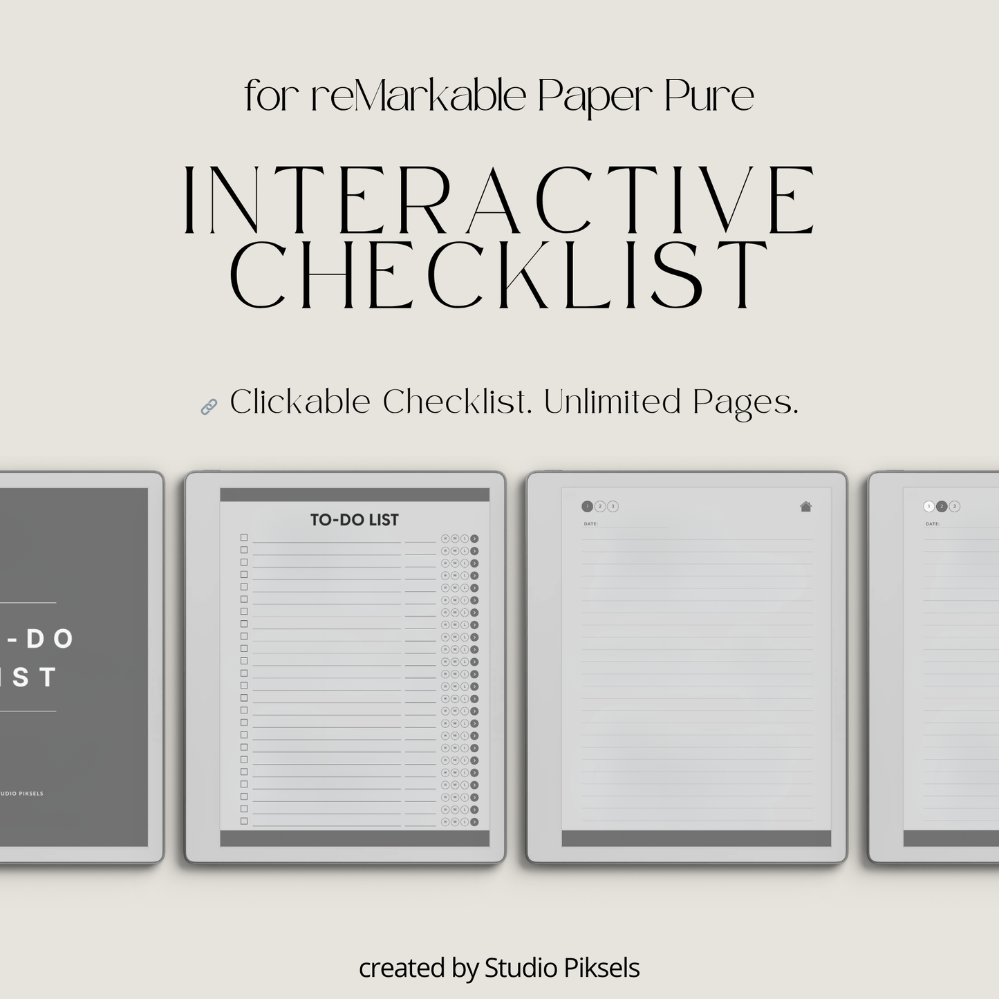 Interactive To Do List Notebook for reMarkable Paper Pure