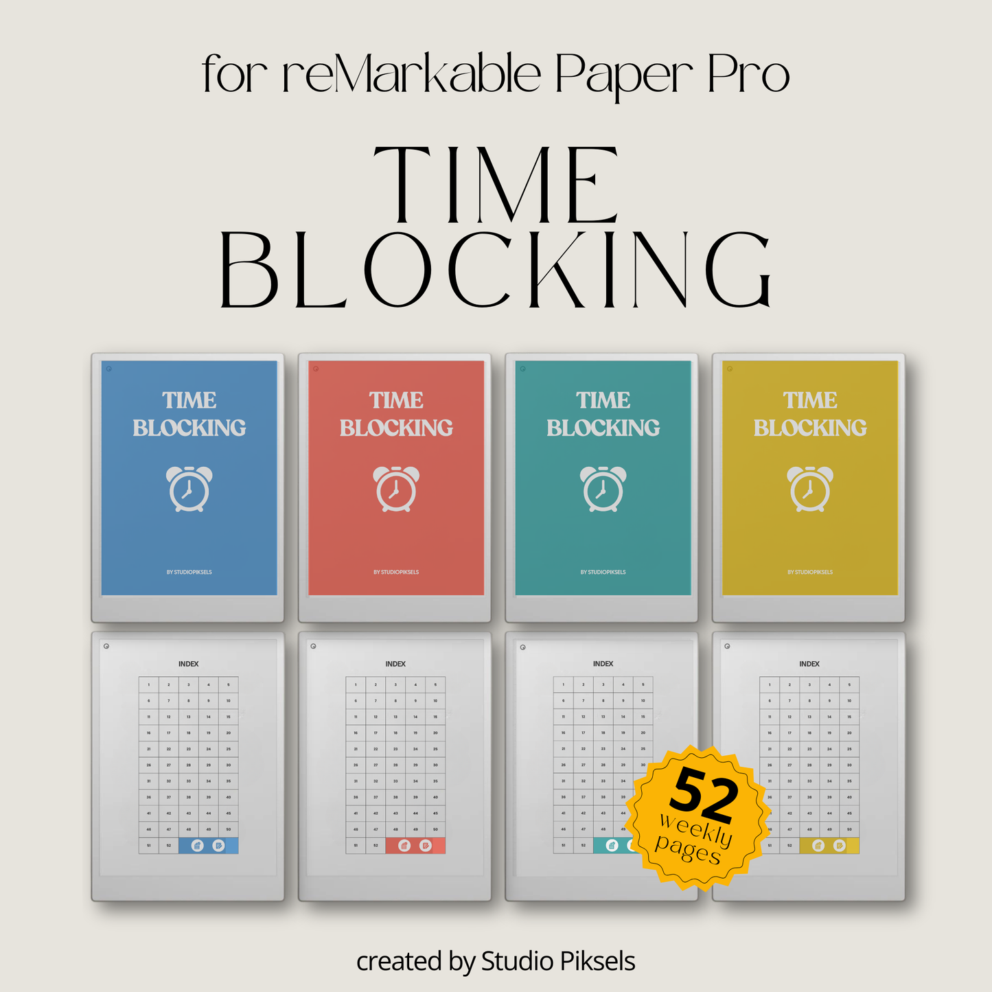 Time Blocking Focus Planner for reMarkable Paper Pro
