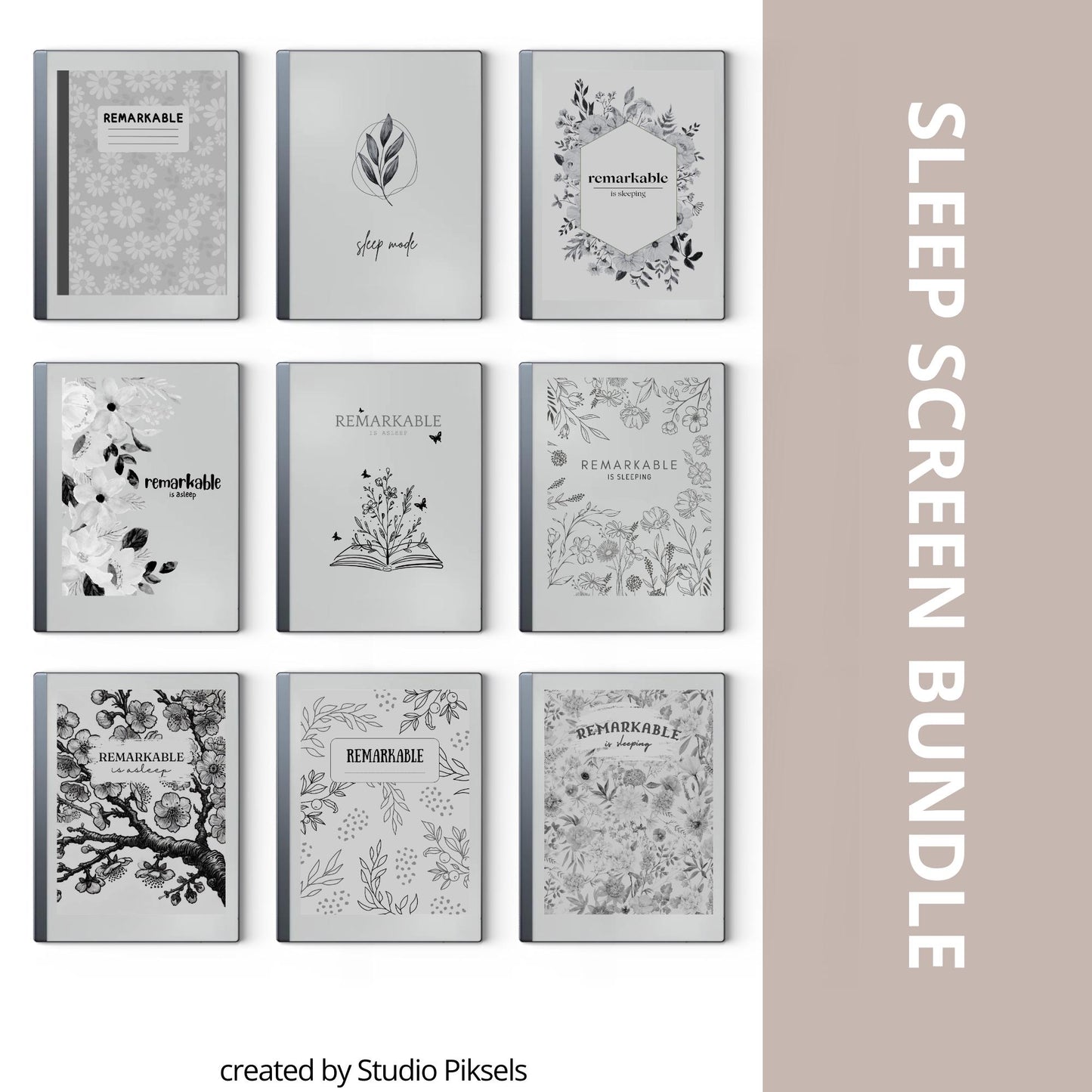 Flower Sleep Screen Bundle for reMarkable 2