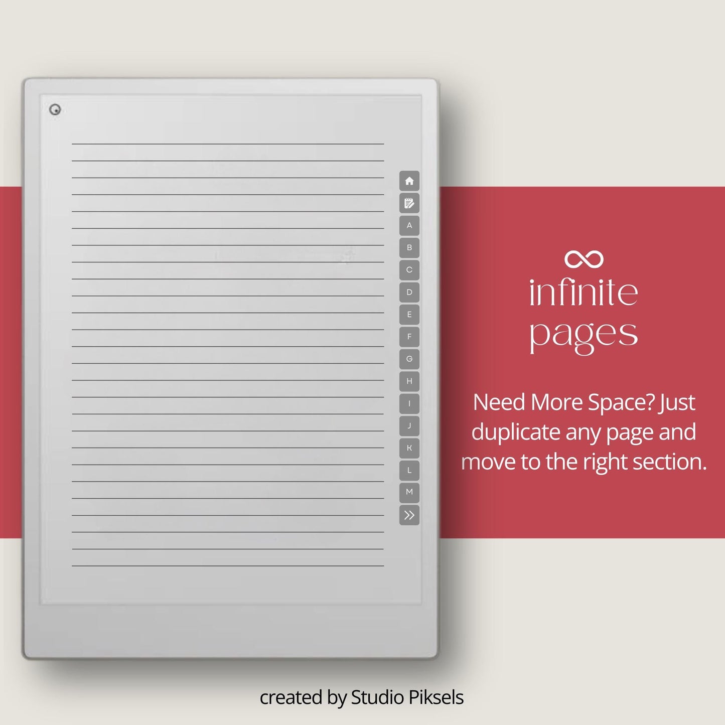 Unlimited A–Z Notebook for reMarkable Paper Pro