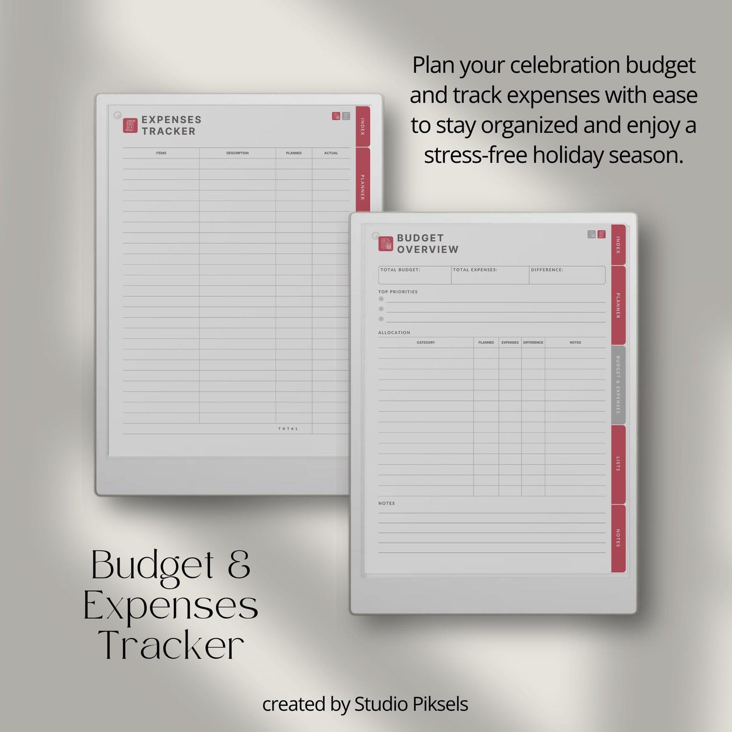 Easter, Thanksgiving, Christmas Planners for reMarkable Paper Pro