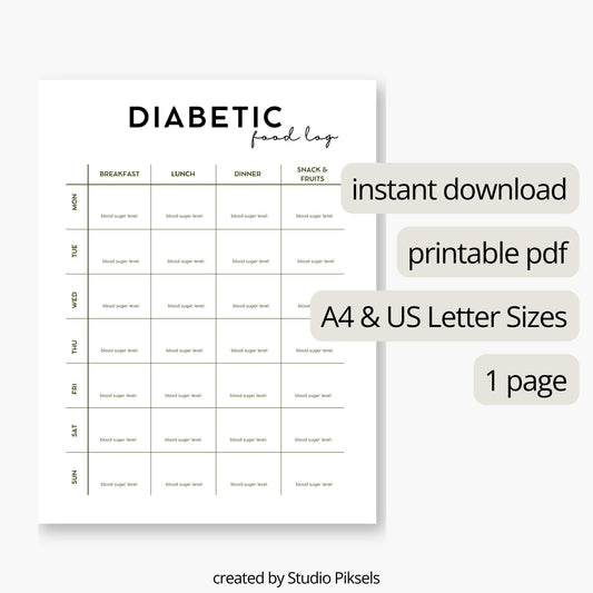 Diabetic Food Log, Diabetic Meal Plan